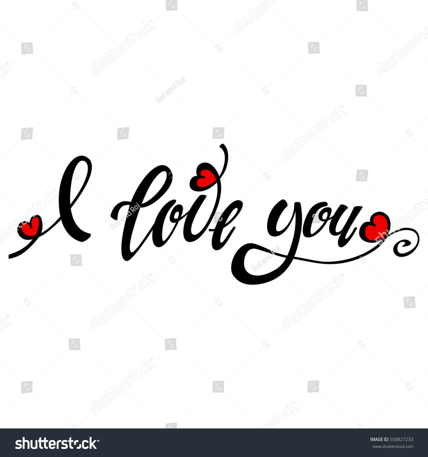 Love You Lettering Design Handwritten Calligraphy: vector de stock ...