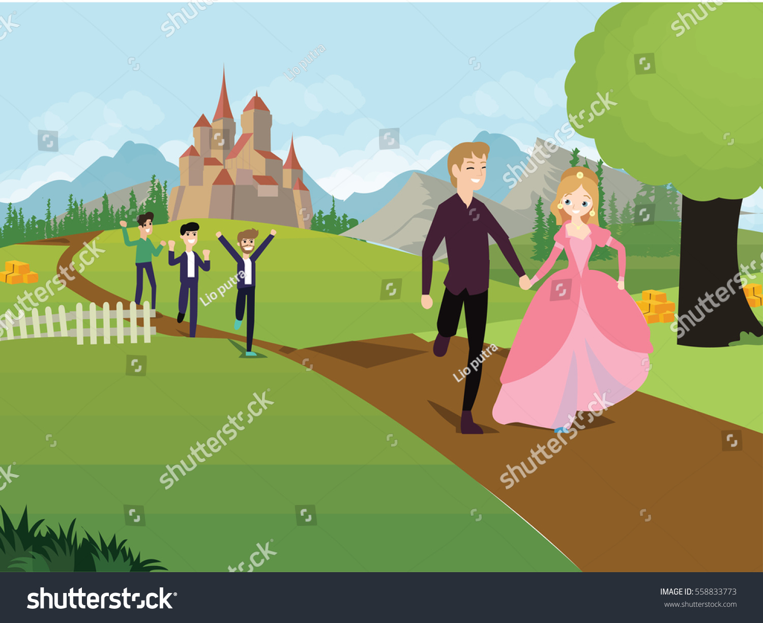 Running Princess Castle Stock Vector (Royalty Free) 558833773 ...