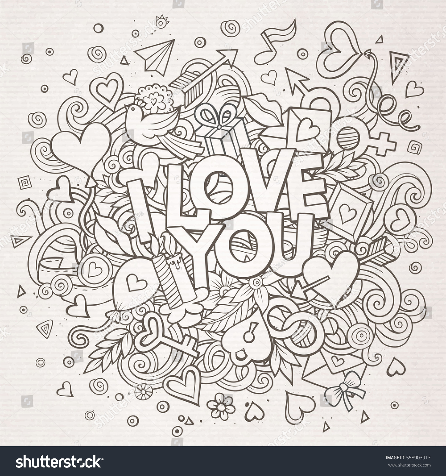 Cartoon Vector Hand Drawn Doodle Love Stock Vector (Royalty Free ...