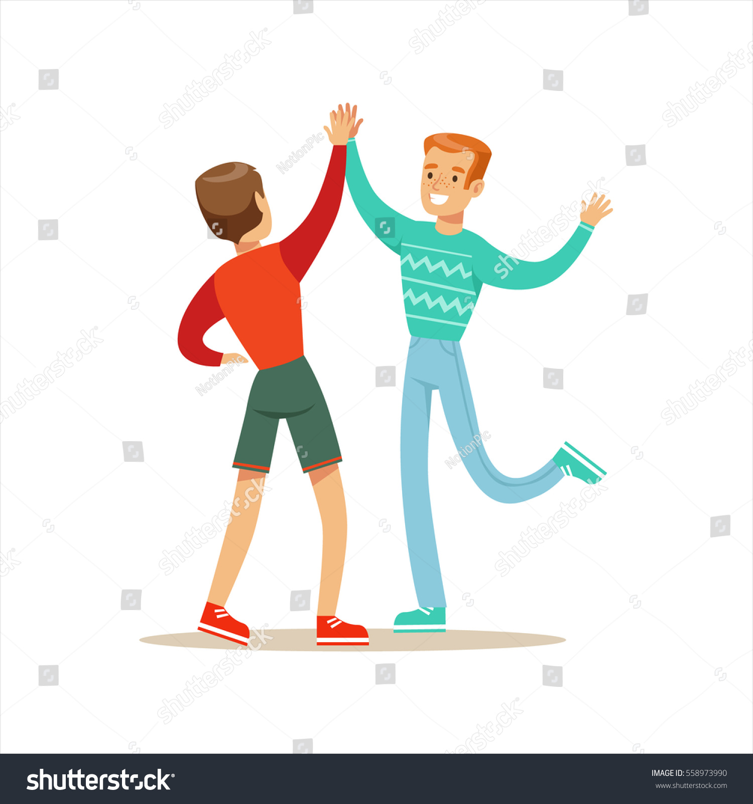 Happy Best Friends Giving Each Other Stock Vector (Royalty Free ...