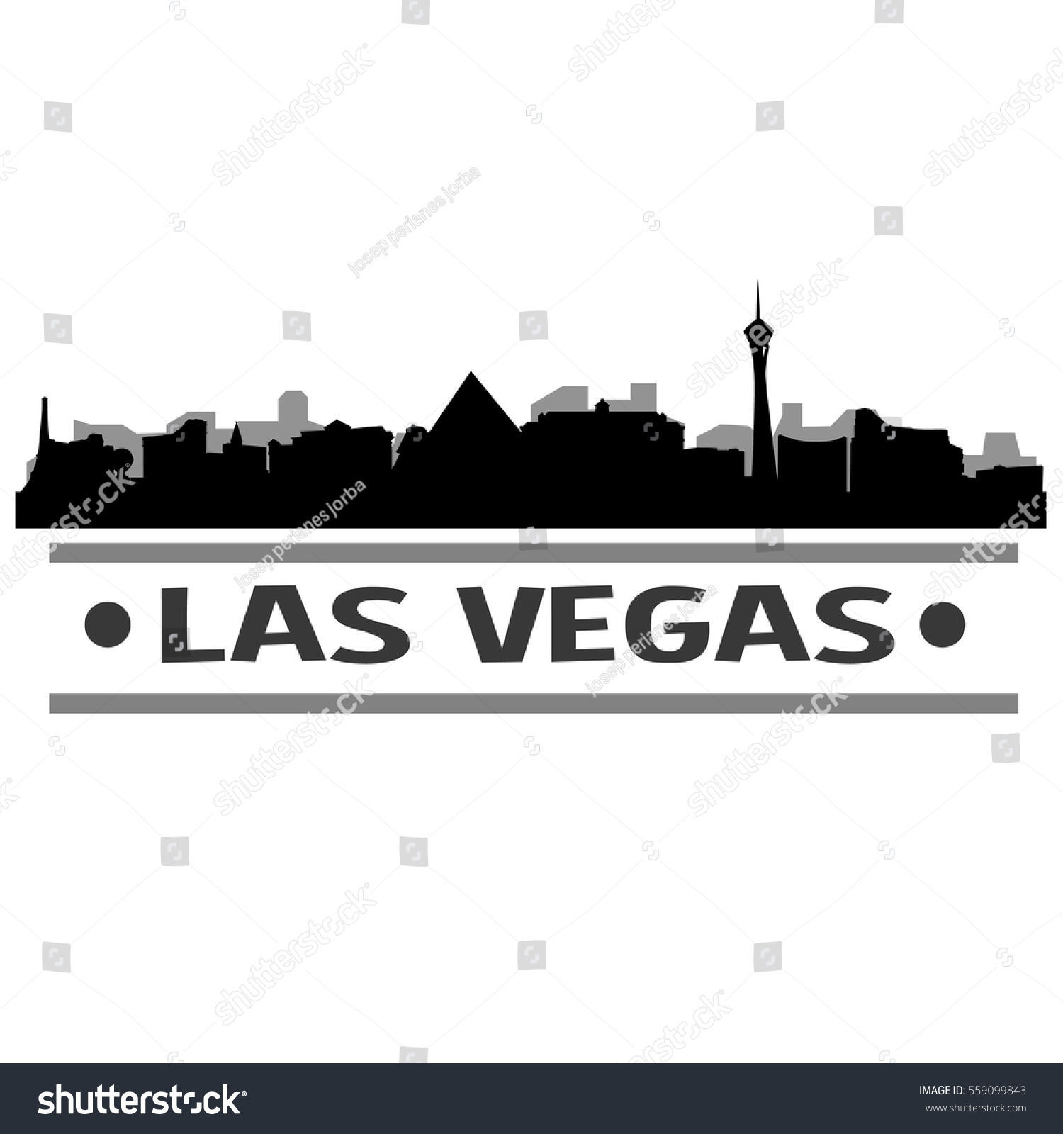 Lasvegas Skyline Silhouette Cityscape Vector Famous Stock Vector ...