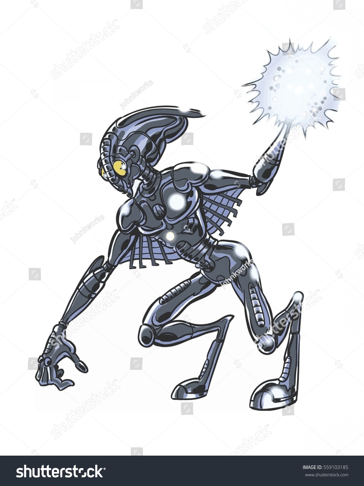 Alien Extraterrestrial Comic Book Illustrated Character Stock