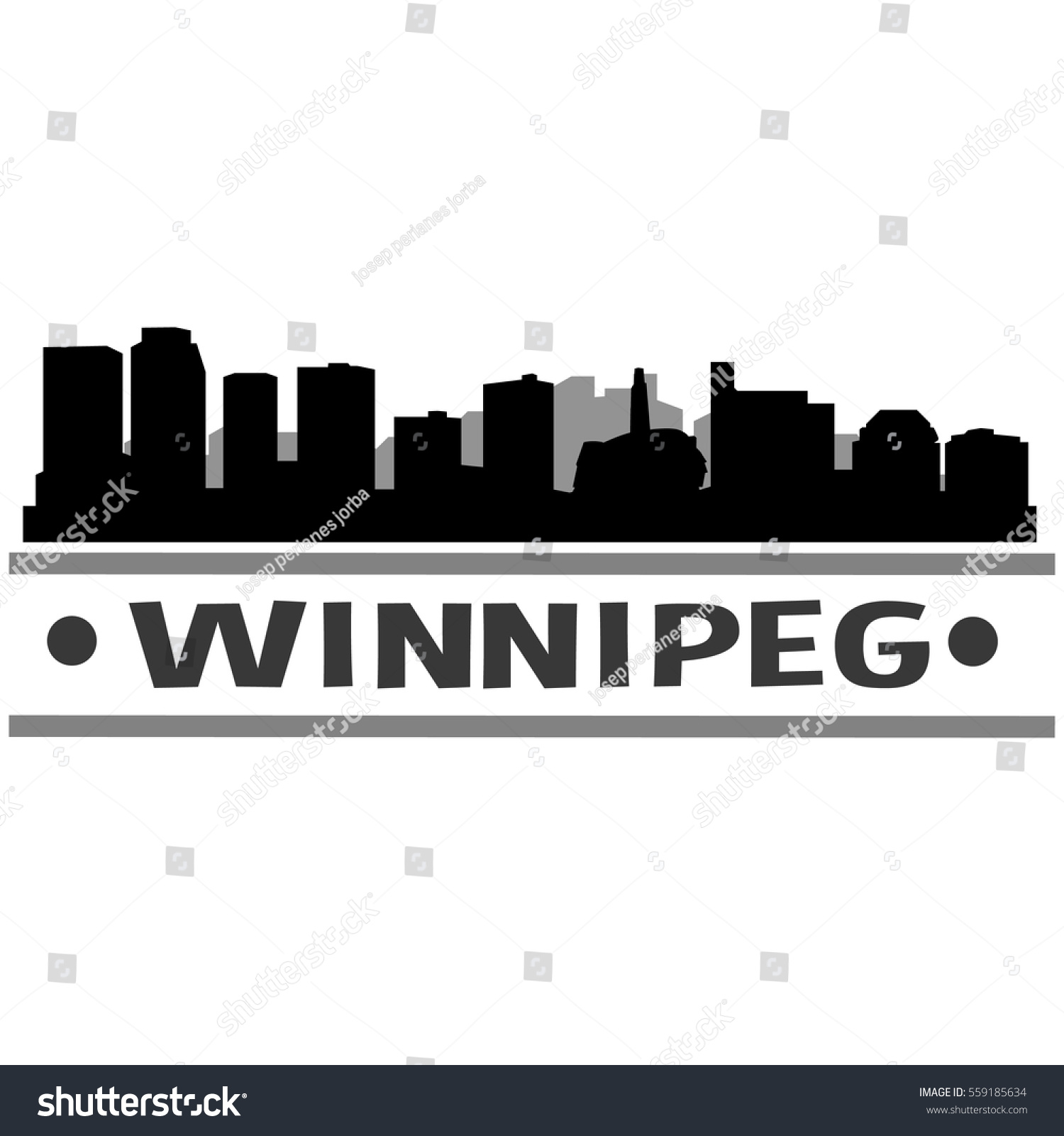 Winnipeg Skyline Silhouette Landscape City Design Stock Vector (Royalty ...