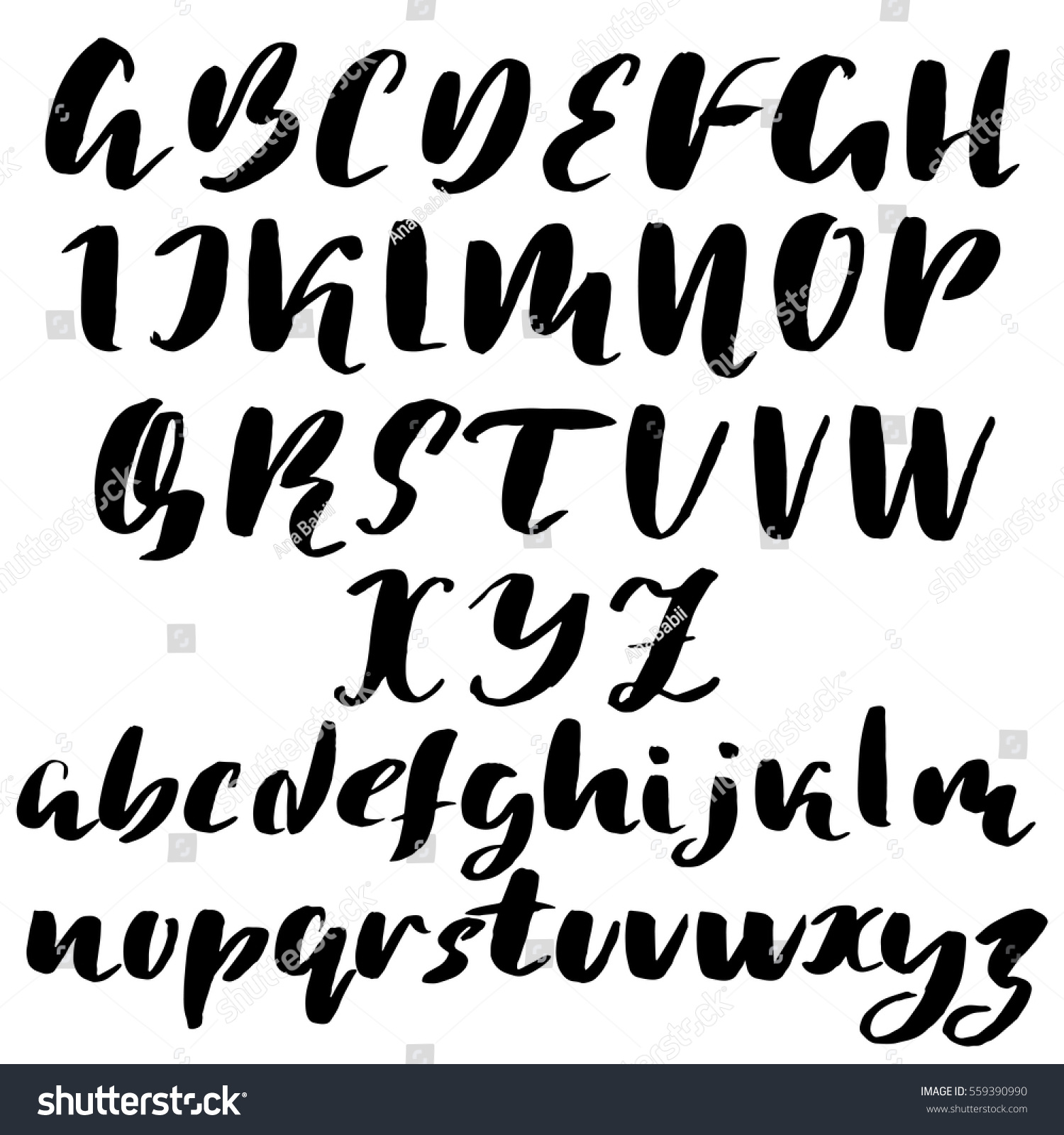 Hand Drawn Font Made By Dry Stock Vector (Royalty Free) 559390990 ...