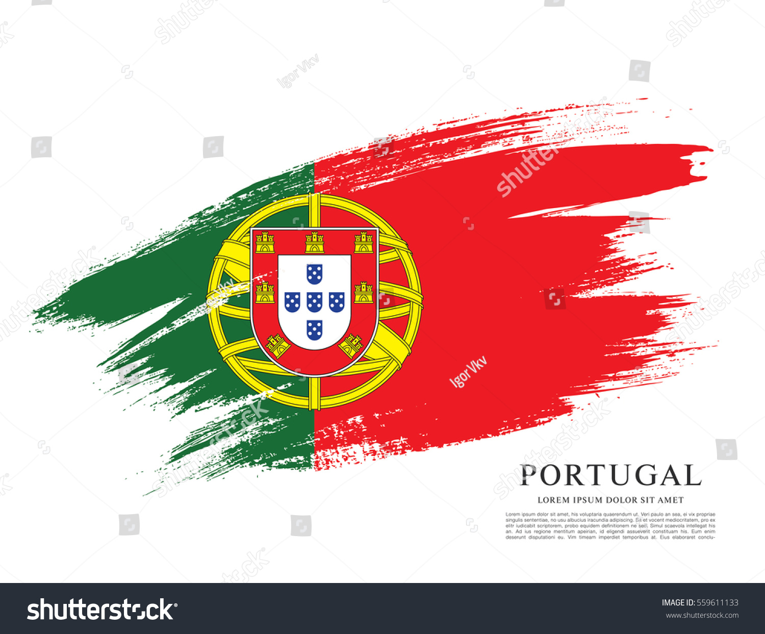 Flag Portugal Brush Stroke Background Stock Vector (Royalty Free ...