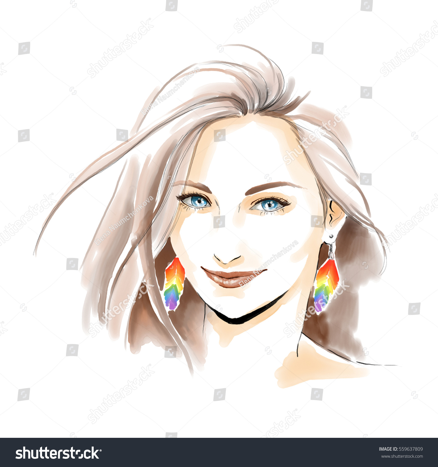 Watercolor Fashion Illustration Beautiful Portrait Girl Stock Illustration 559637809 Shutterstock 4131