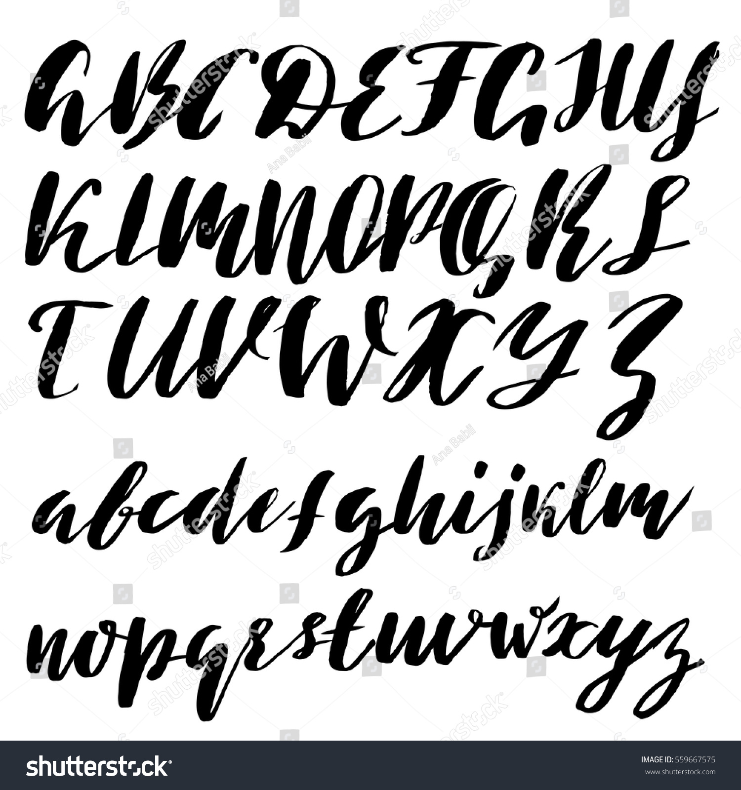 Hand Drawn Font Made By Dry Stock Vector (Royalty Free) 559667575 ...