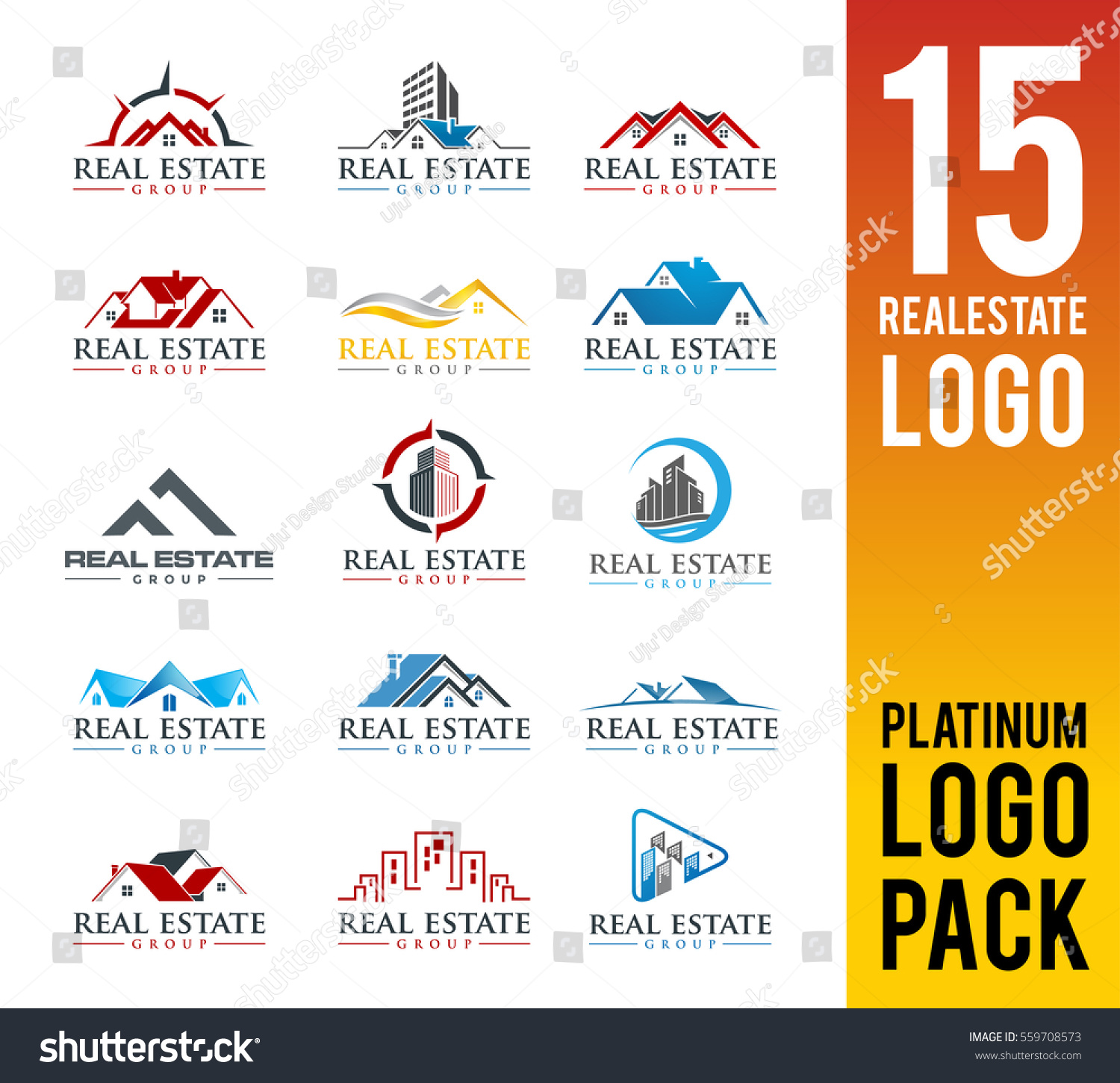 Real Estate Logo Pack 15 Set Stock Vector (Royalty Free) 559708573 ...