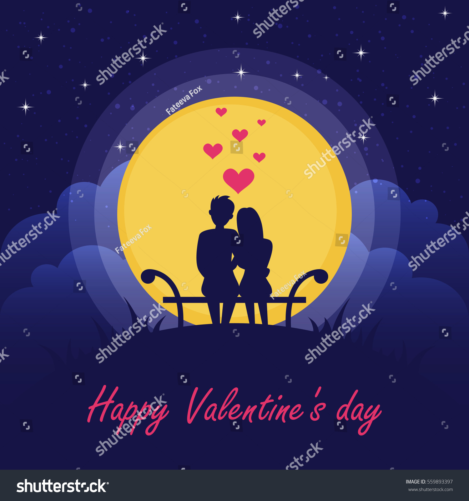 Happy Valentines Day Couple Love Under Stock Vector Royalty Free