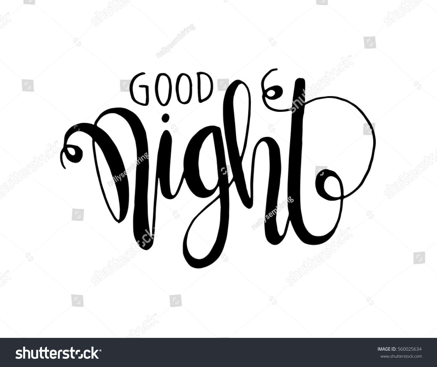 Good Night Hand Lettered Quote Modern Stock Vector (Royalty Free ...