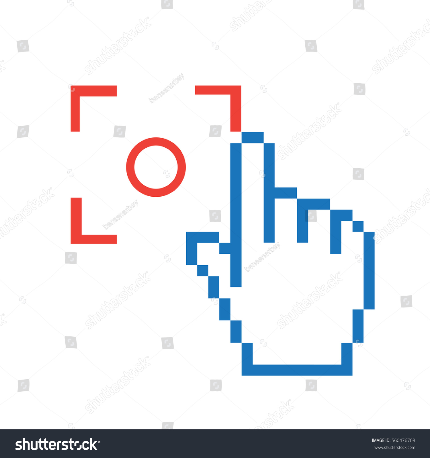 Pixel Pointer Hand Viewfinder Icon Emblem Stock Vector (Royalty Free ...