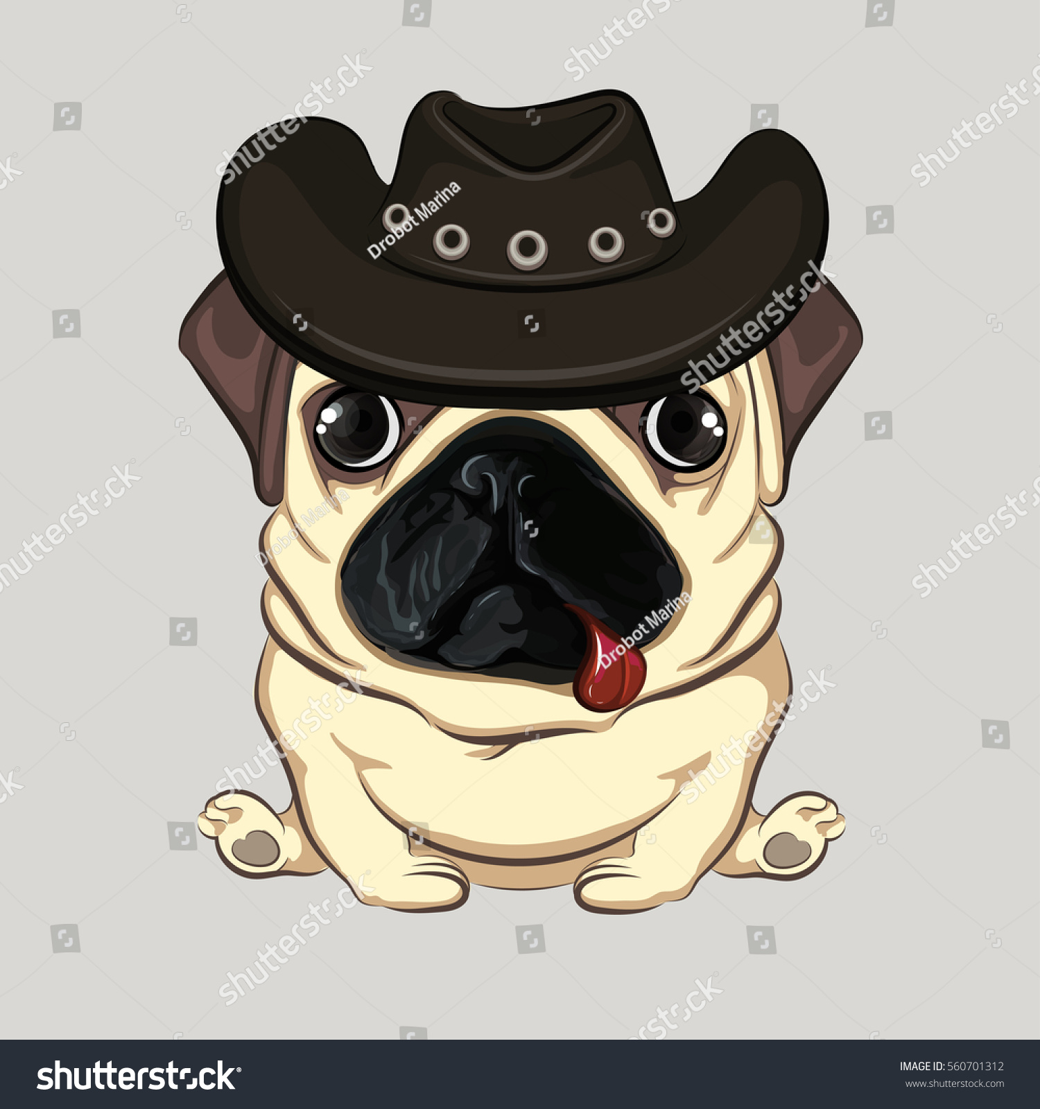 pugs cowboy hat