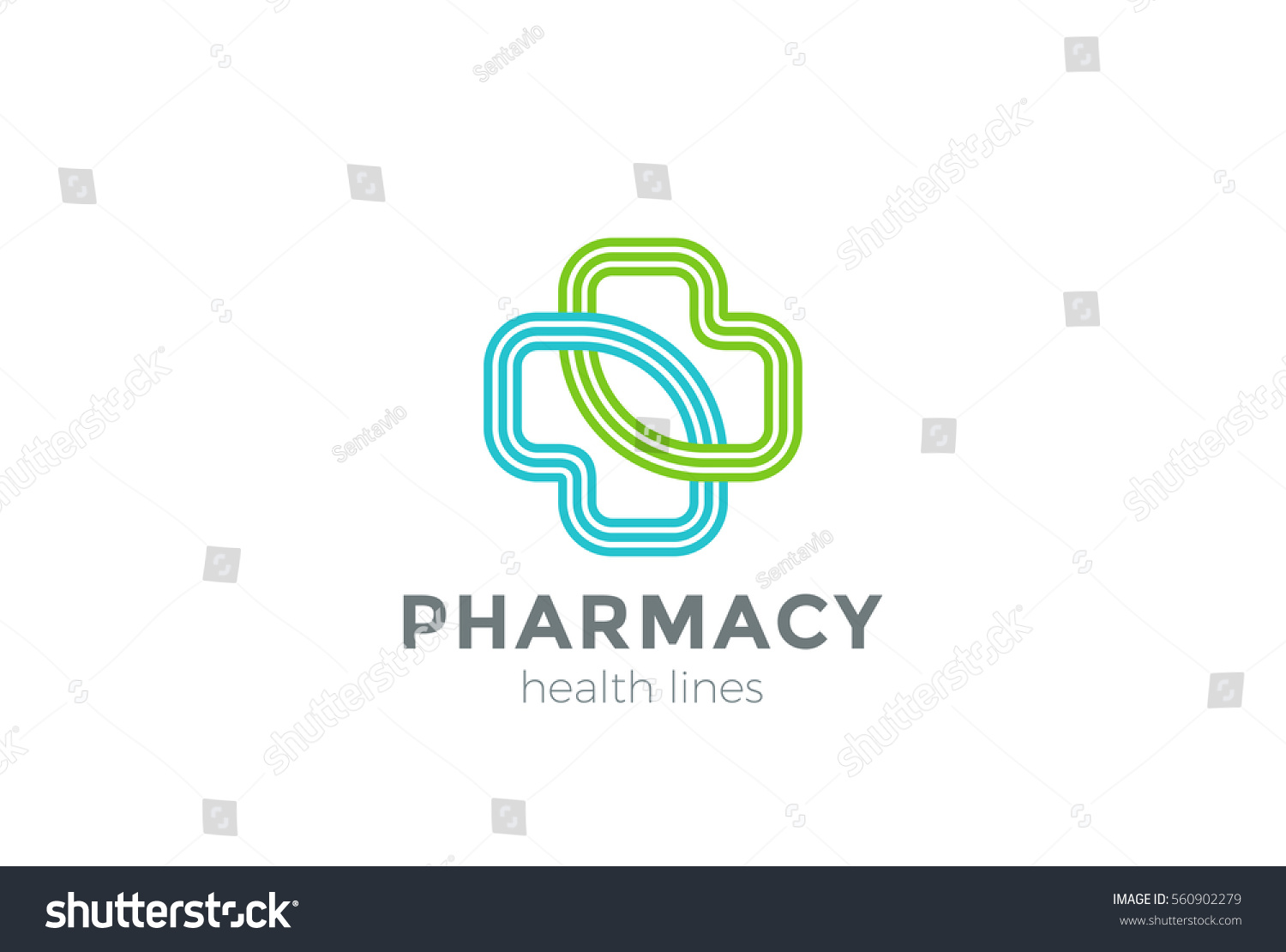 Pharmacy Logo Eco Green Cross Design Stock Vector (Royalty Free ...