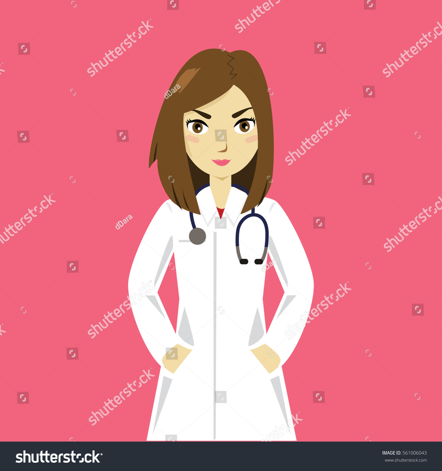 Female Doctor Isolated On Pink Background Stock Vector (Royalty Free ...