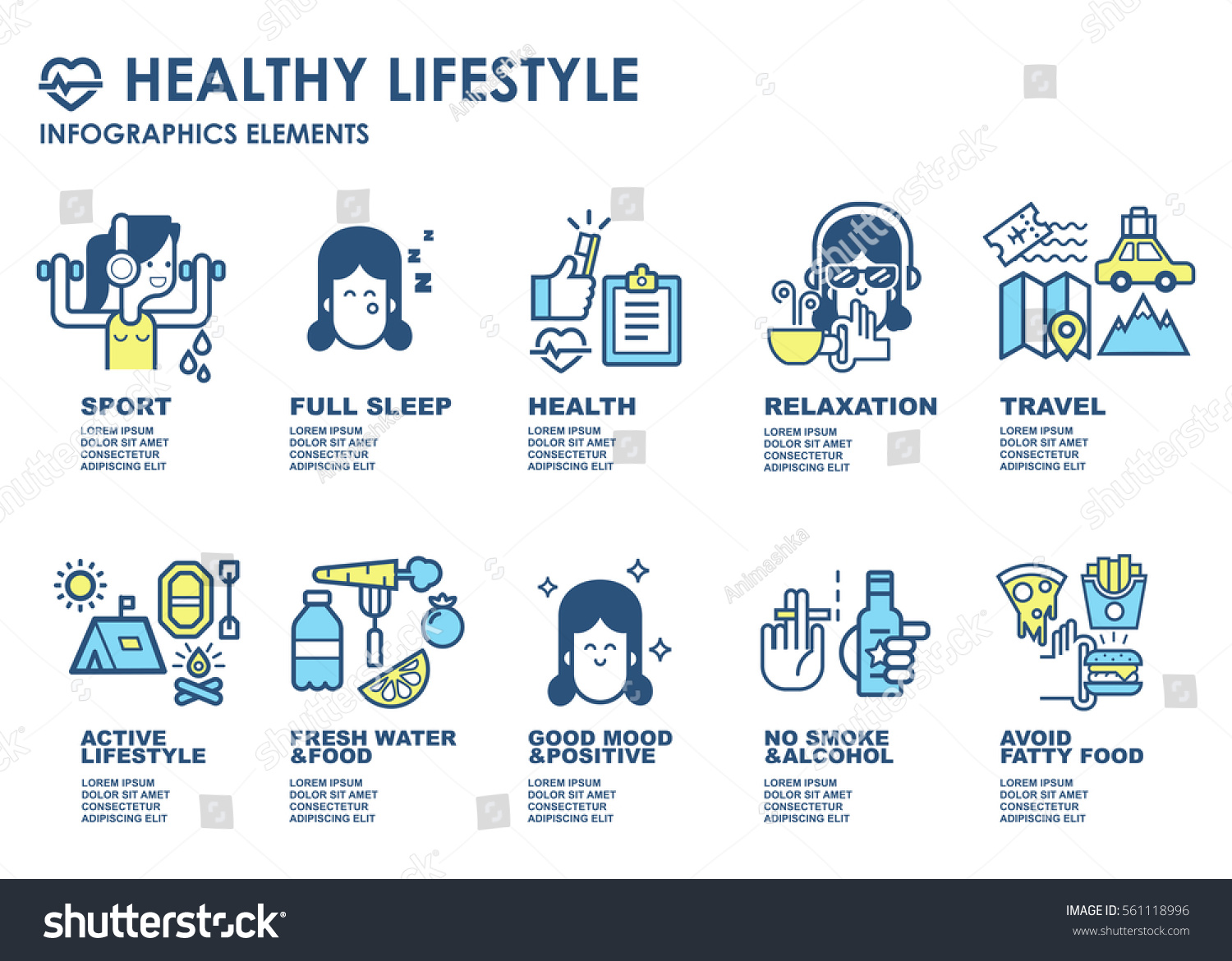 Sport Healthy Lifestyle Info Graphics Elements Stock Vector (Royalty ...