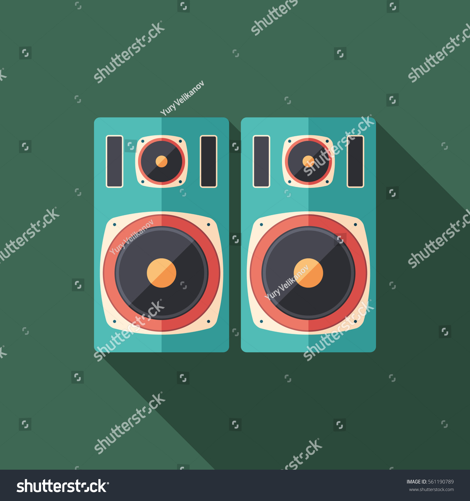 Studio Music Speakers Flat Square Icon Stock Vector (Royalty Free ...