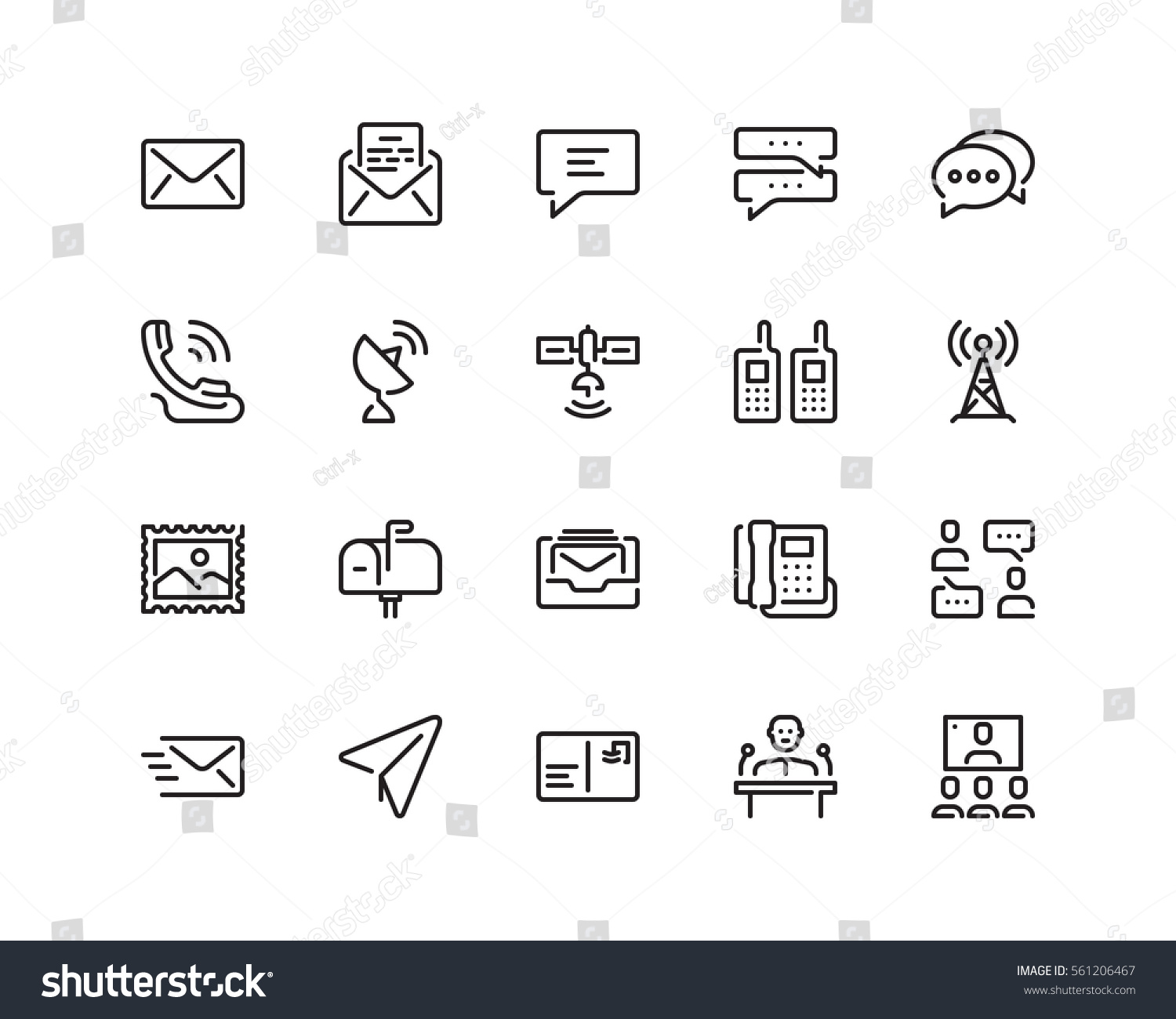 Communication Icon Set Outline Style Stock Vector (Royalty Free ...