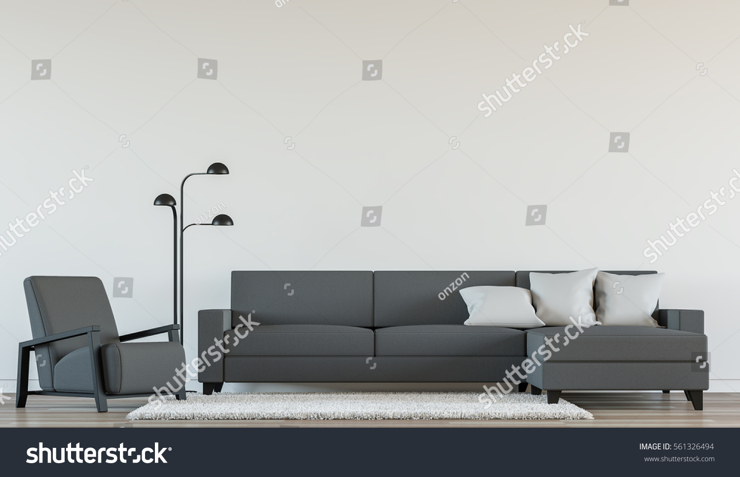 Modern Living Room Interior Black White Stock Illustration 561326494 ...