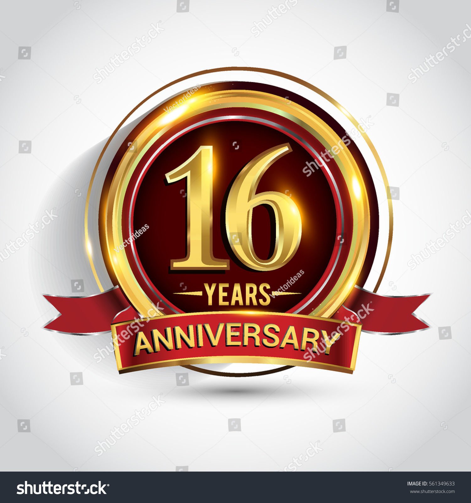 16th Golden Anniversary Logo Sixteen Years Stock Vector (Royalty Free ...