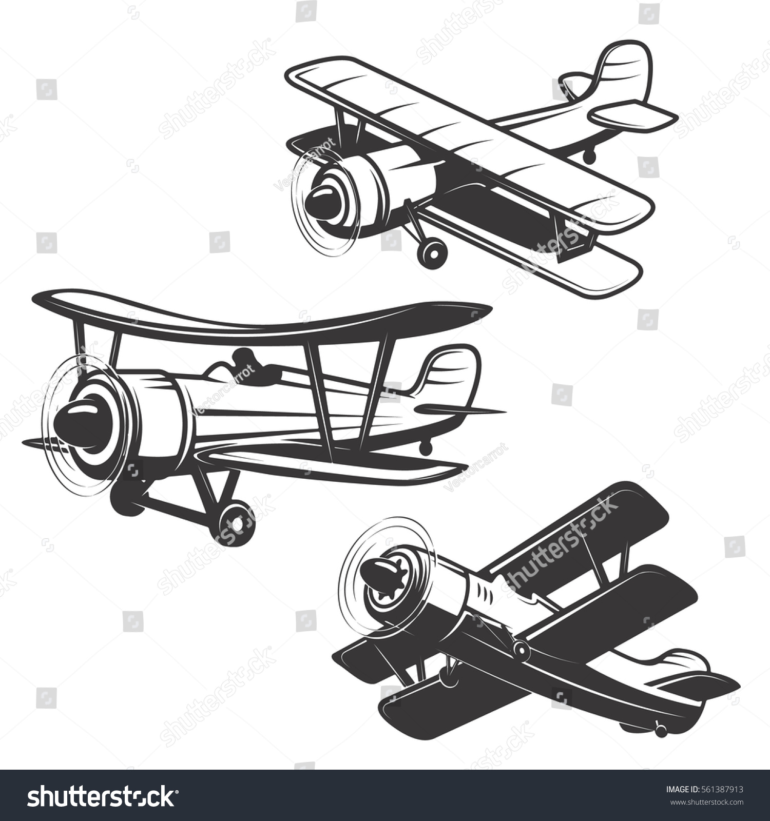 Set Airplane Icons Isolated On White Stock Vector (Royalty Free ...