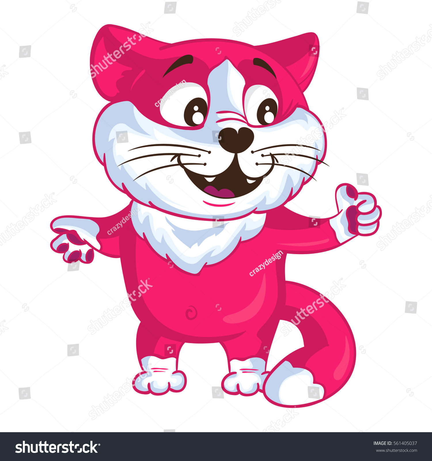 Cartoon Vector Pink Cat Shows Like: стоковая векторная графика (без ...