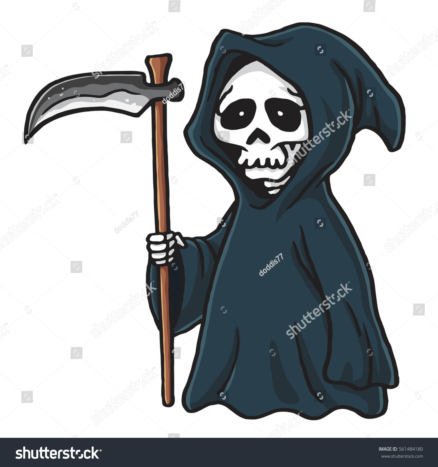 Grim Reaper Cute Cartoon Skeleton Halloween Stock Vector (Royalty Free ...