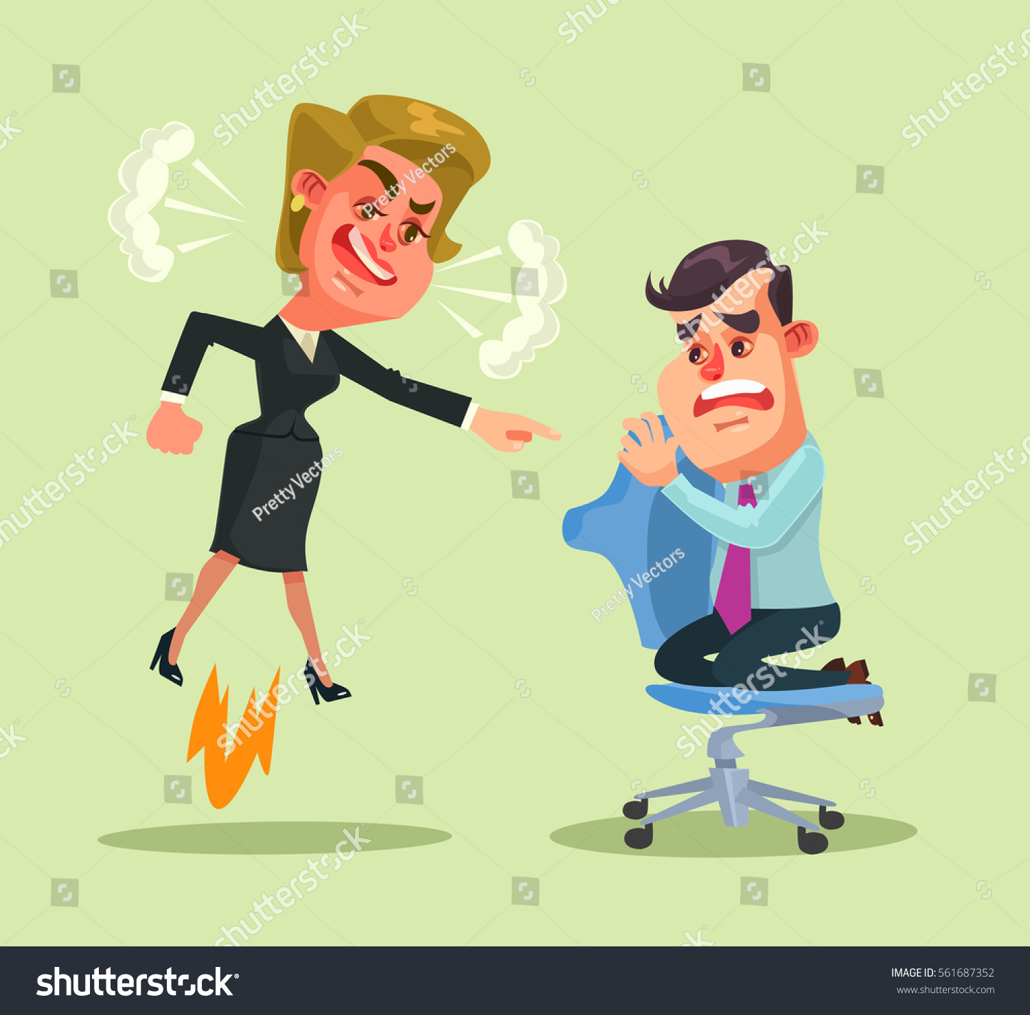 Boss Woman Character Yells Employee Man Stock Vector (Royalty Free ...