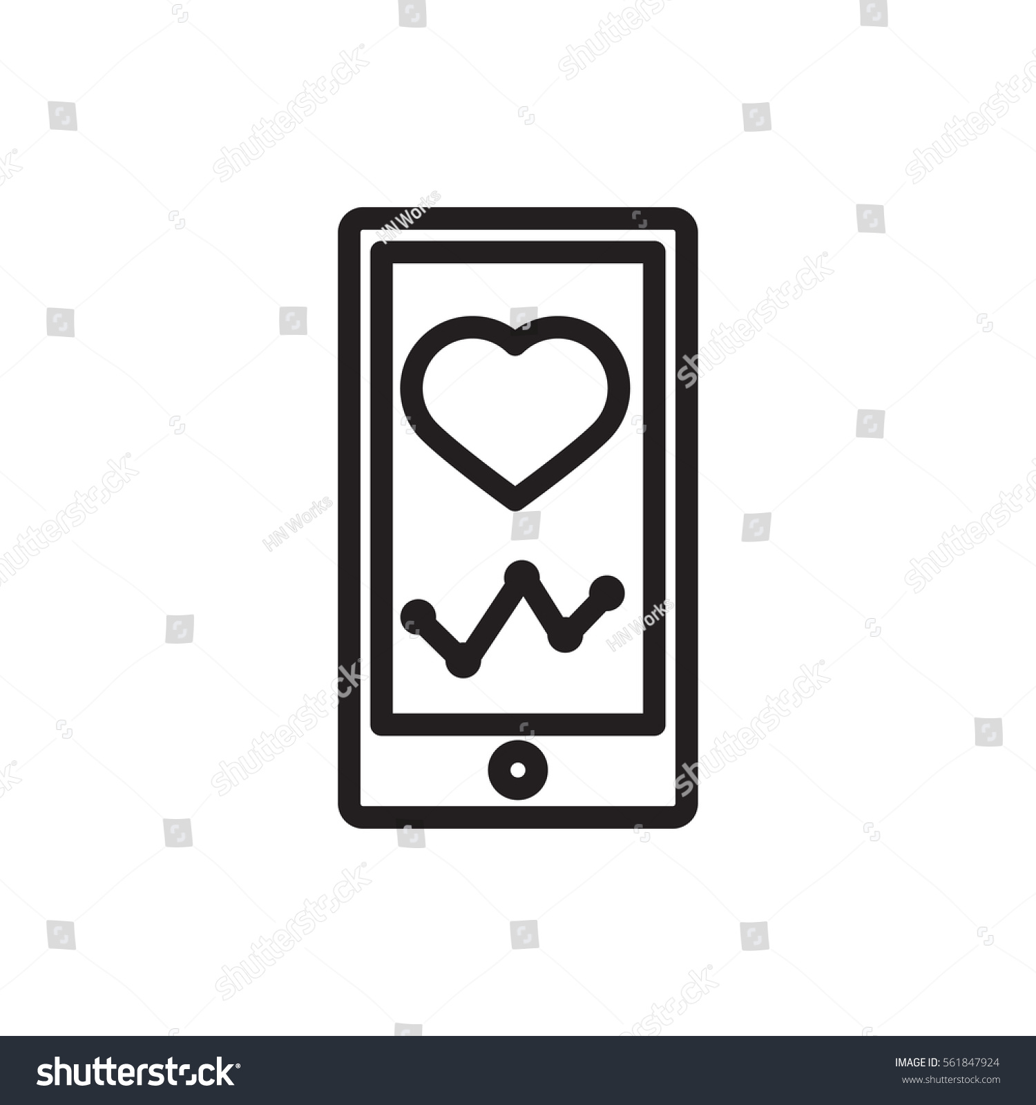 Heartbeat On Phone Icon Illustration Isolated Stock Vector (Royalty ...