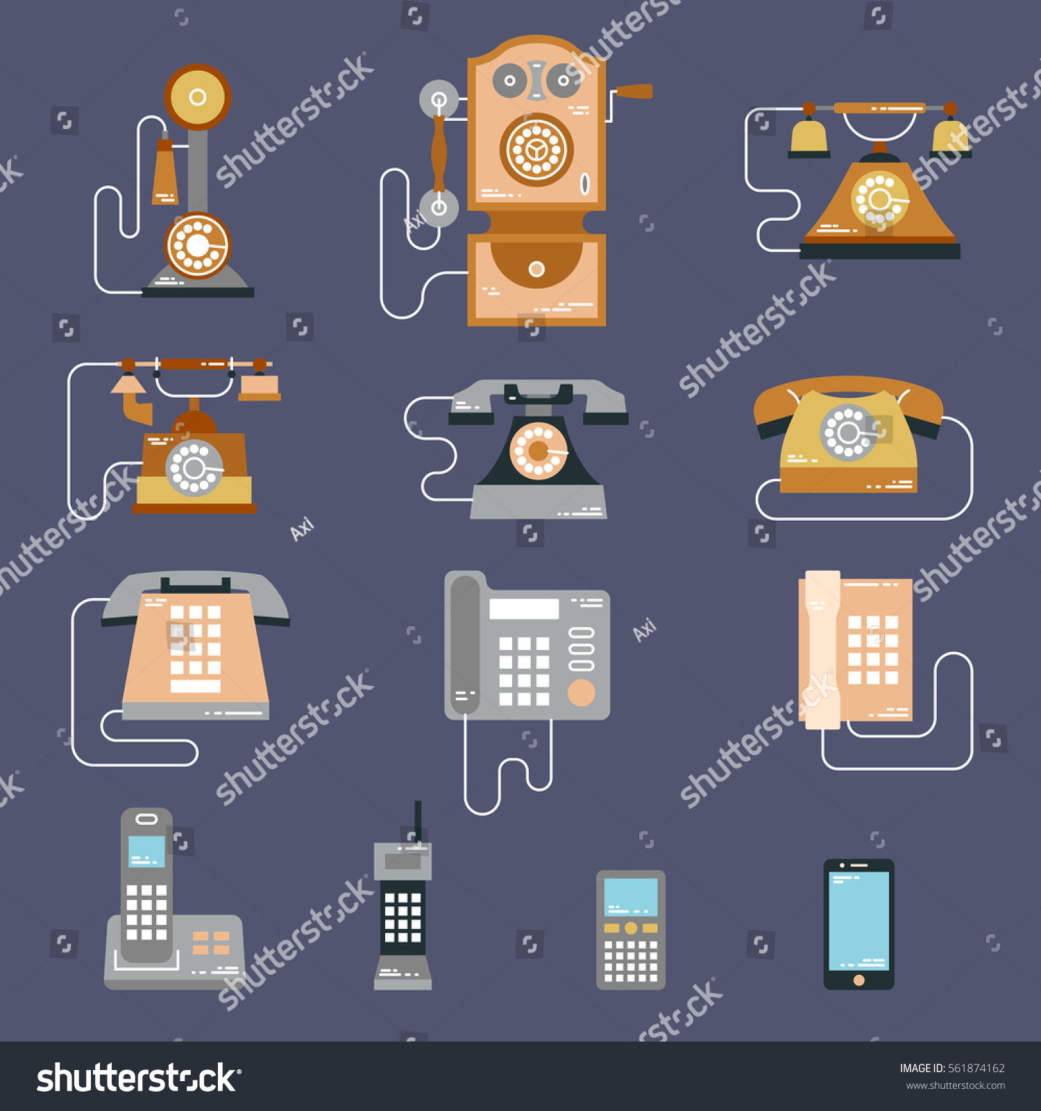 Vector Illustration Evolution Communication Devices Classic Stock ...
