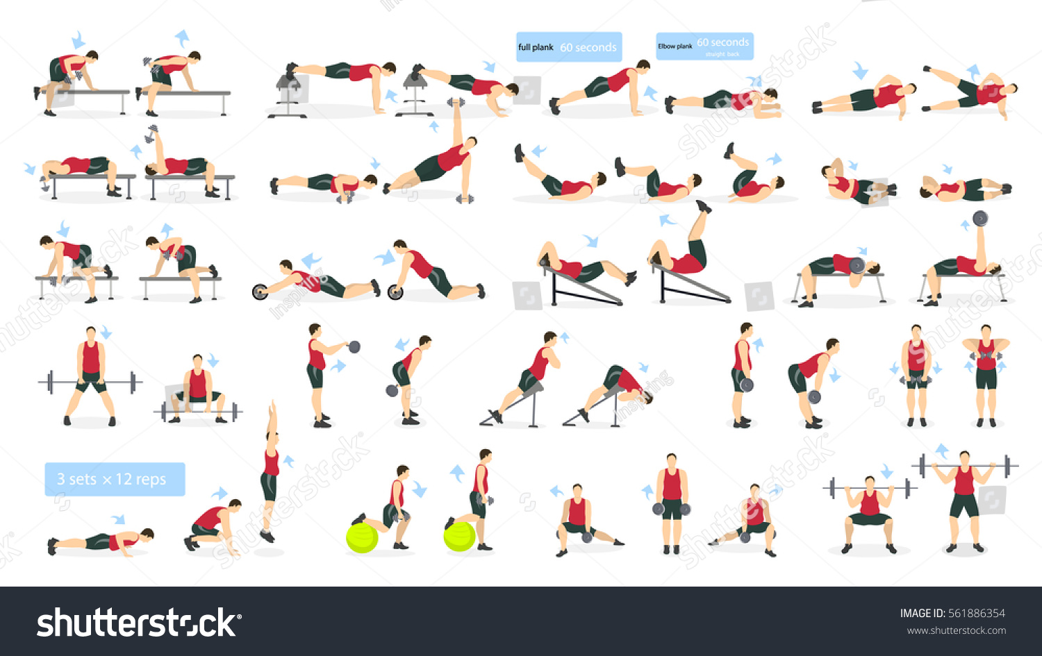 Workout Man Set Fat Man Doing Stock Vector (Royalty Free) 561886354 ...