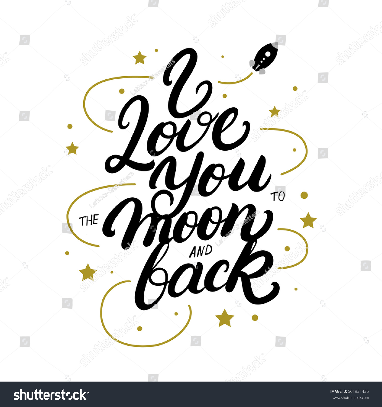 Love You Moon Back Hand Written Stock Vector (Royalty Free) 561931435 ...