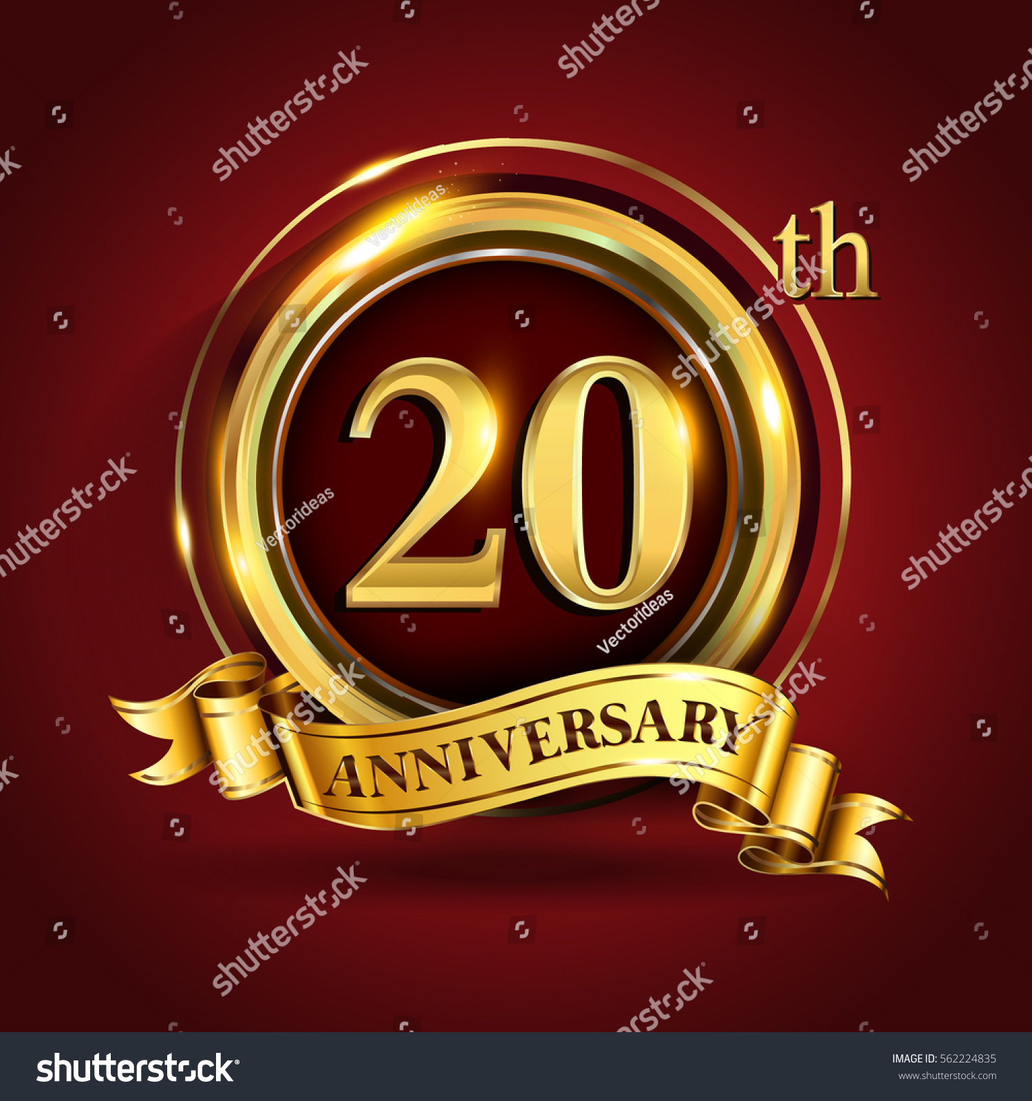 Celebrating 20th Golden Anniversary Twenty Years Stock Vector Royalty Free 562224835 0644