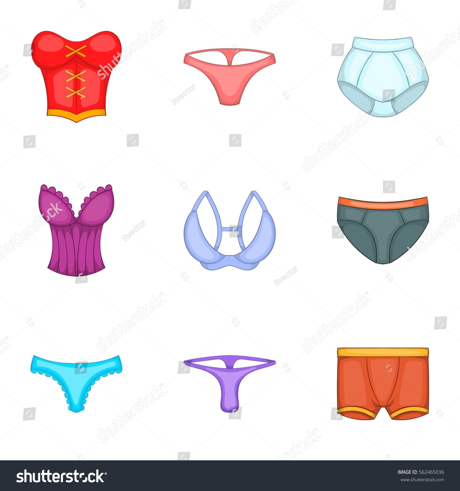 Underwear Clothes Icons Set Cartoon Illustration Stock Vector (Royalty Free...