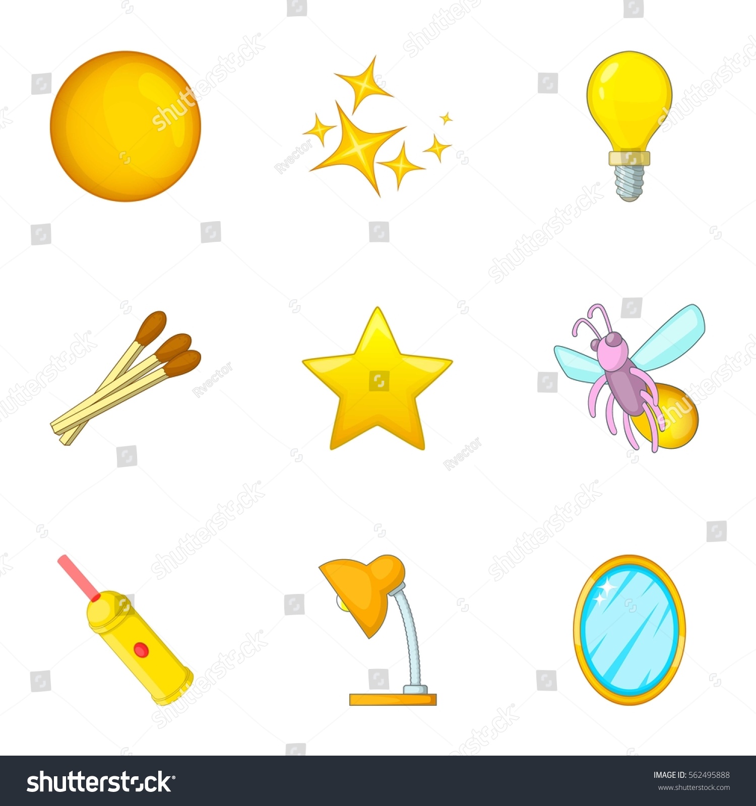 Luminous Objects Icons Set Cartoon Illustration Stock Vector (Royalty ...