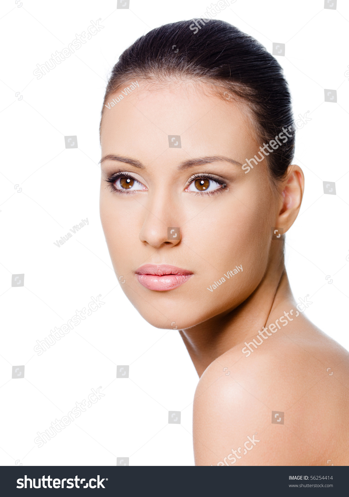 Closeup Portrait Beautiful Young Womans Face Stock Photo 56254414 ...