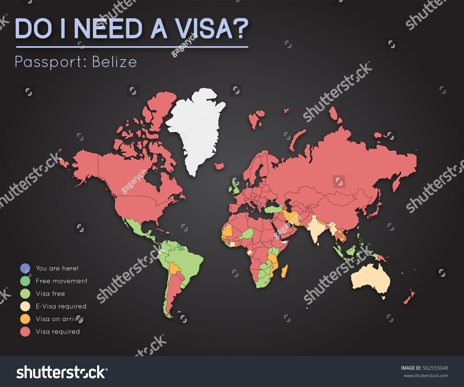 Visas Information Belize Passport Holders Year 562555048   Stock Vector Visas Information For Belize Passport Holders Year World Map Infographics Showing Visa 562555048 