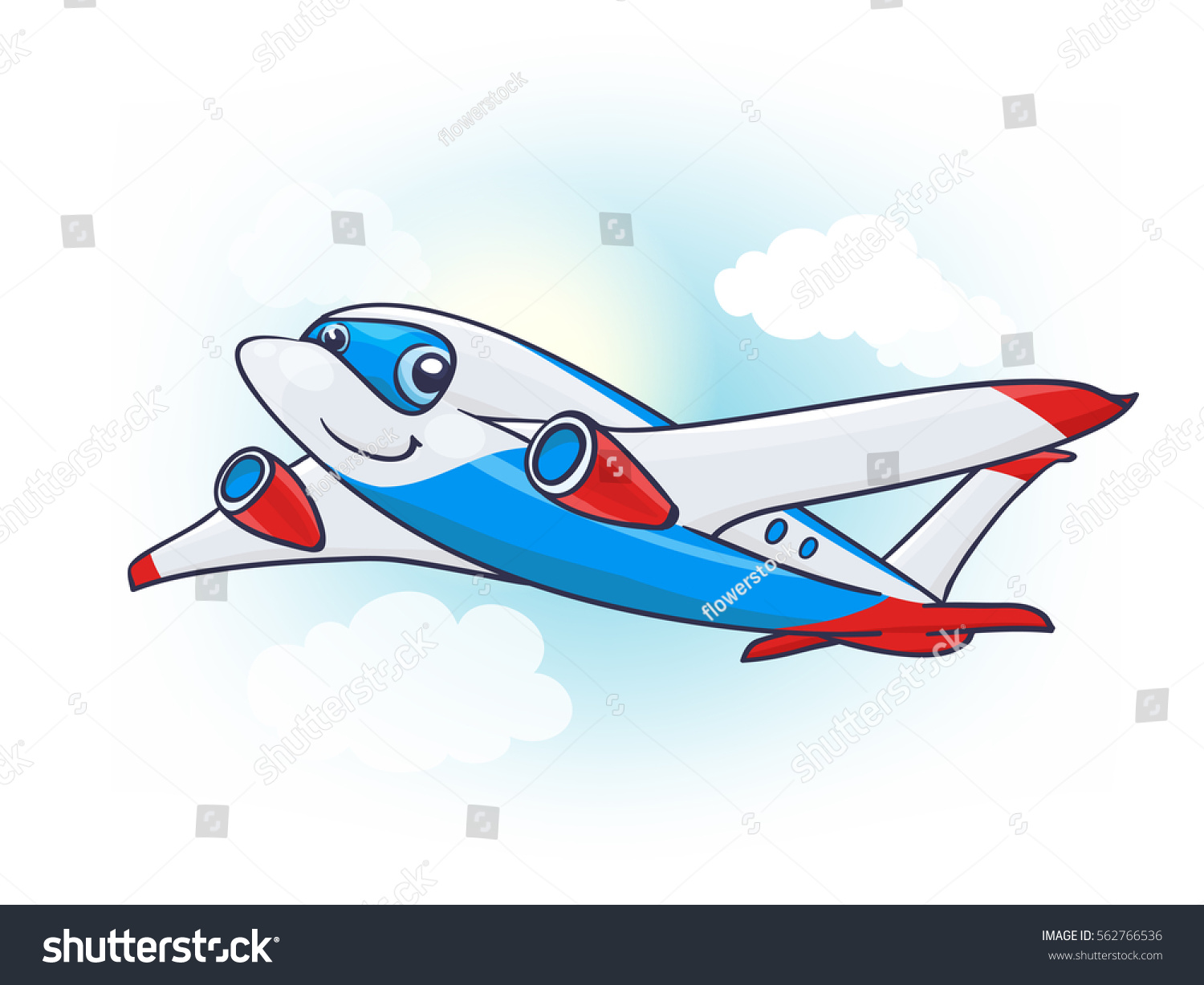 Cute Cartoon Plane Character Sky Vector Stock Vector (Royalty Free ...