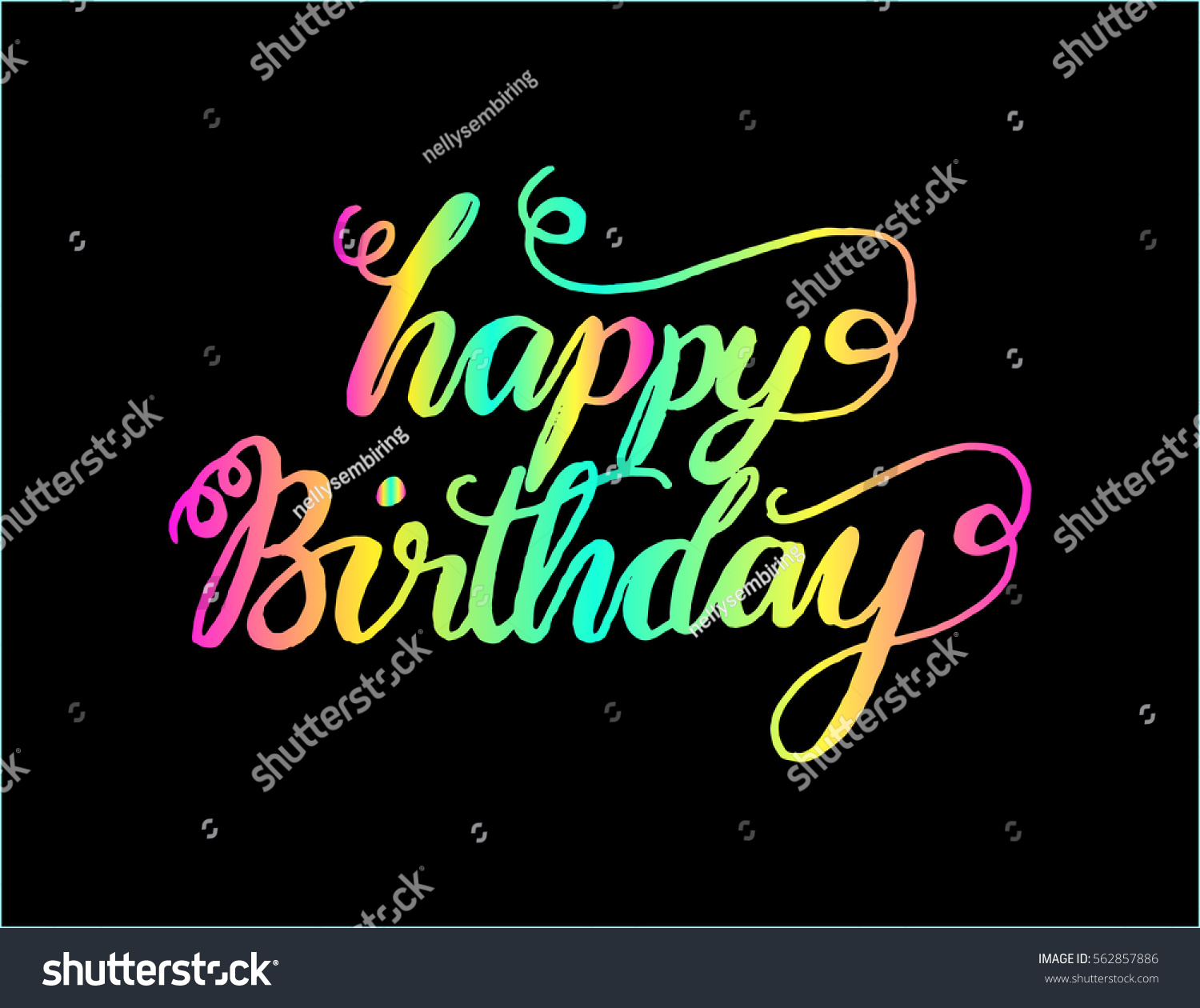 Happy Birthday Greeting Card Modern Calligraphy Stock Vector (Royalty ...