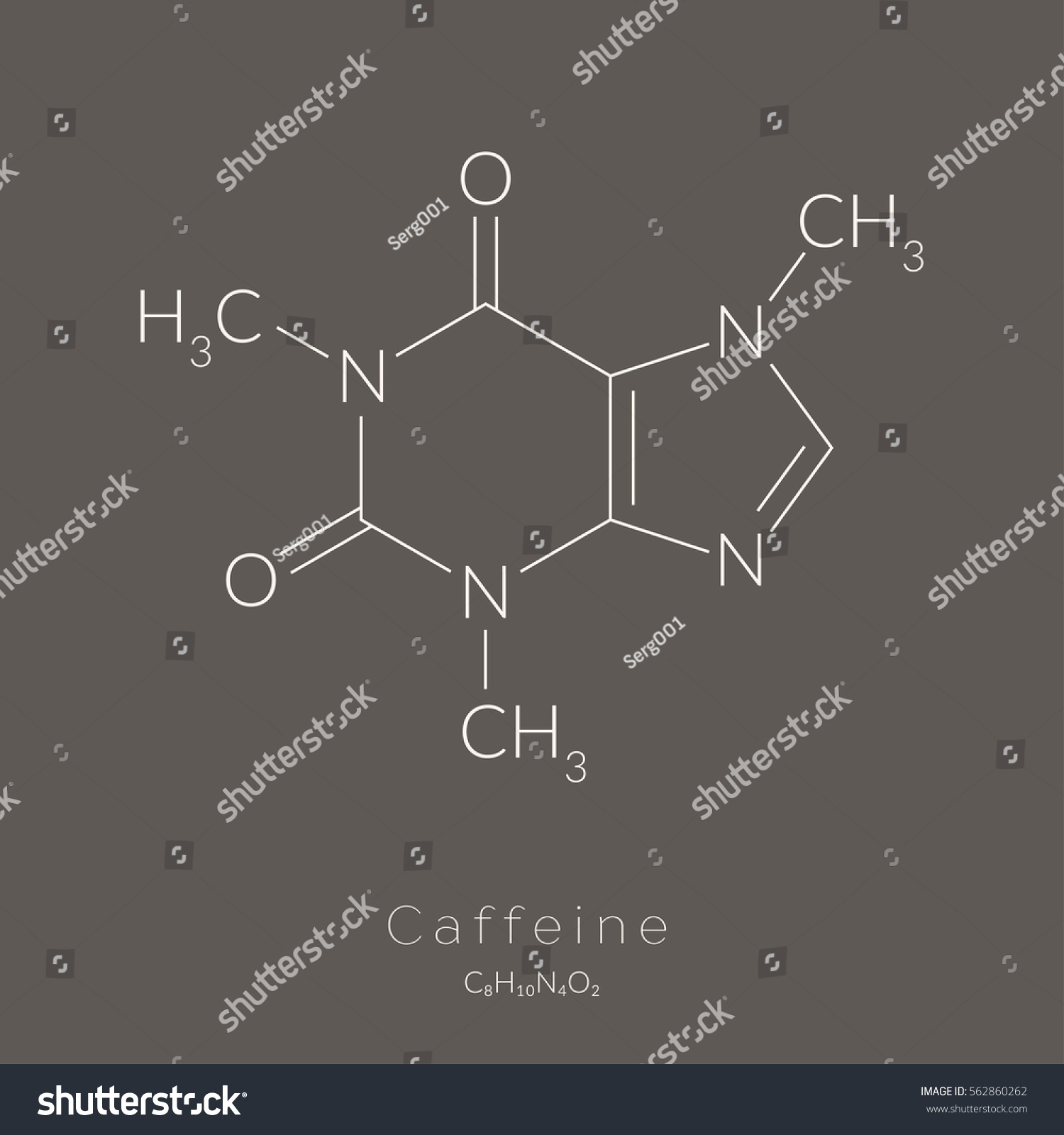 Caffeine Molecule Chemical Structure Vector Illustration Stock Vector ...