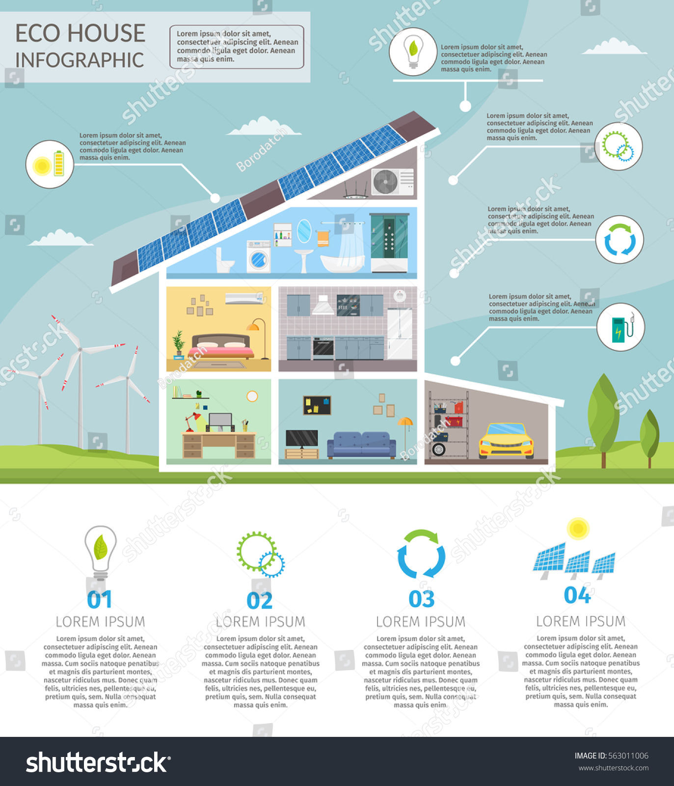 Ecology Home Infographic Concept Technology System Stock Vector ...