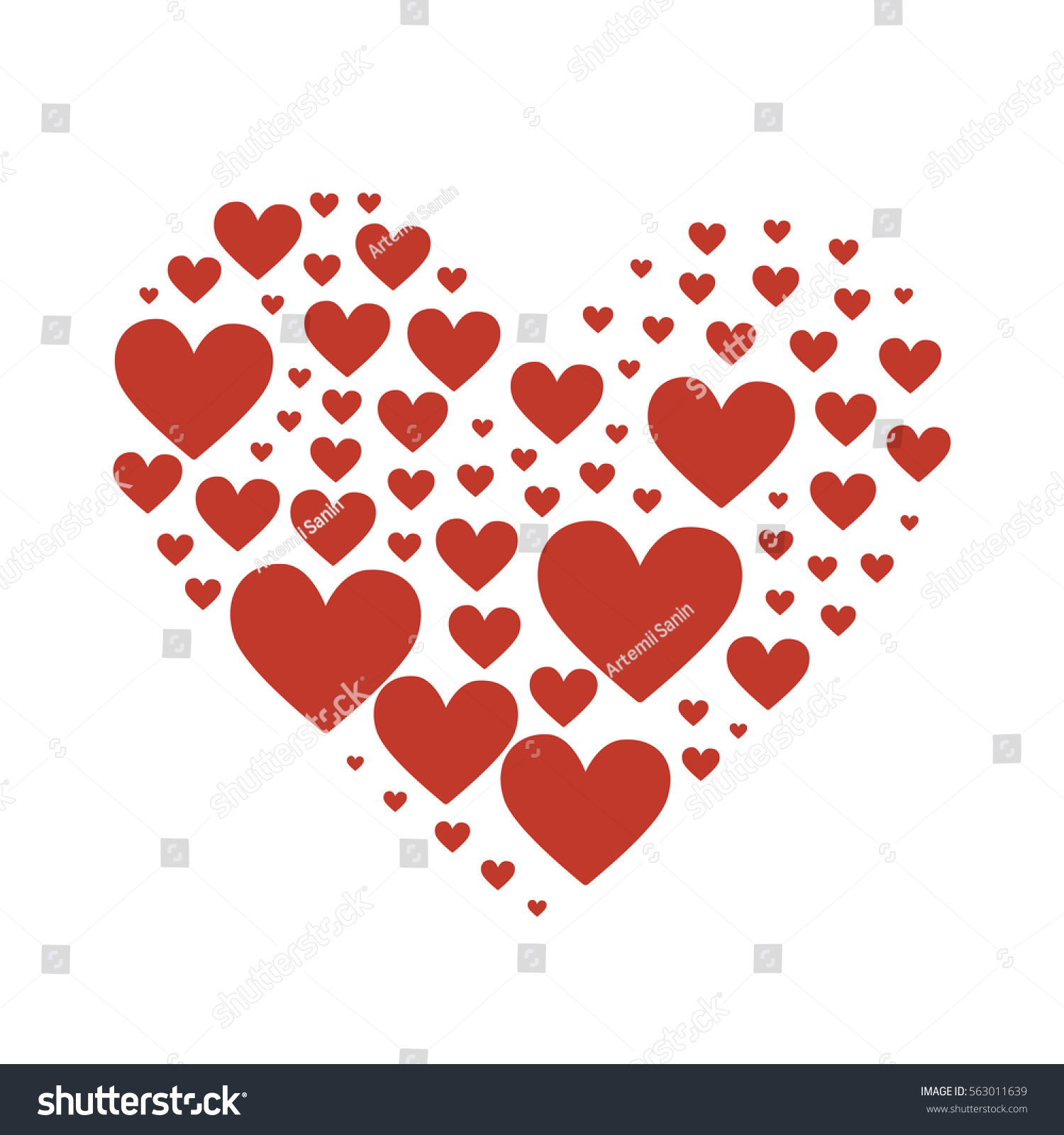 Big Heart Composed Small Red Hearts Stock Vector (Royalty Free ...