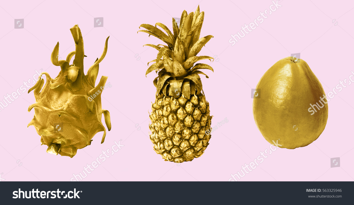 Collage Gold Fruits On Pink Background Stock Photo 563325946 | Shutterstock