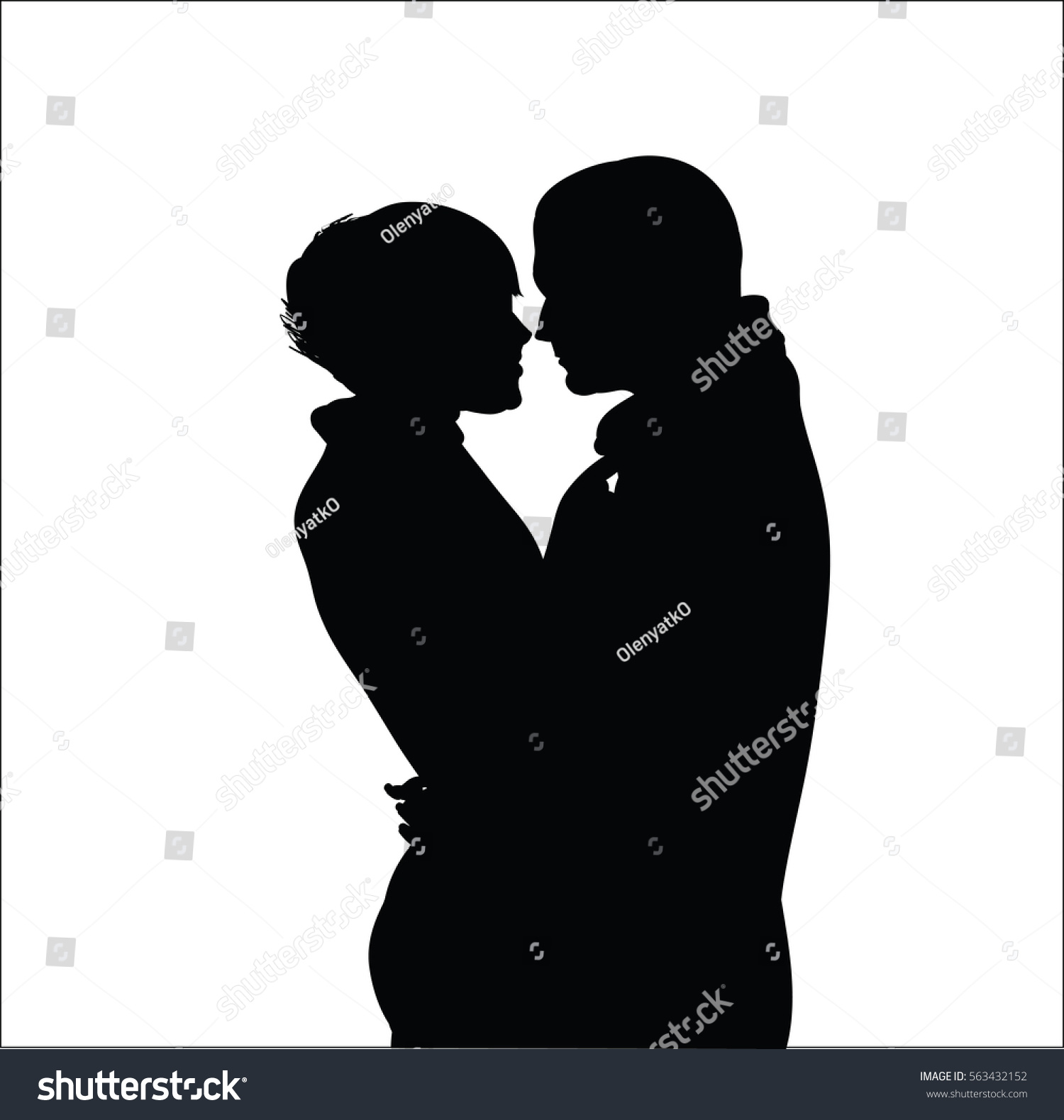 Silhouette Couple Love Man Woman Embracing 库存矢量图（免版税）563432152 ...