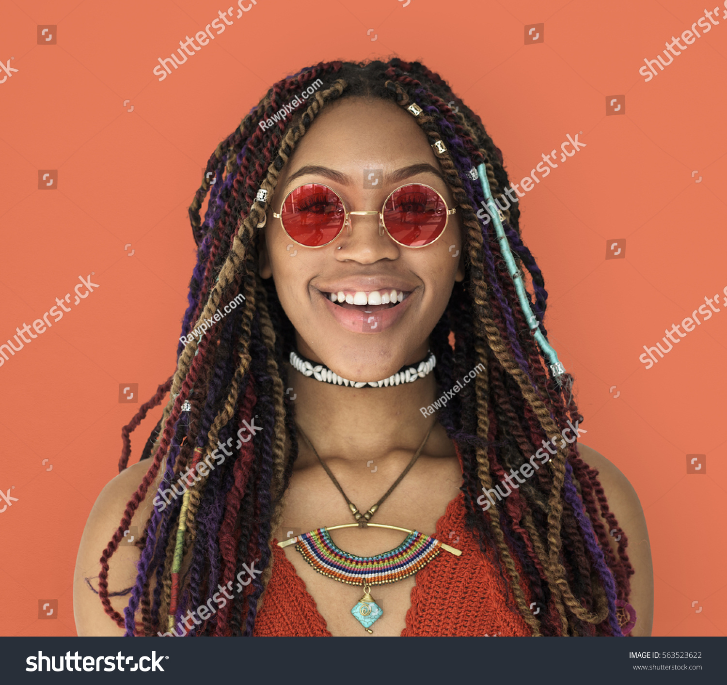 African Woman Smiling Happiness Studio Portrait Stock Photo 563523622 ...