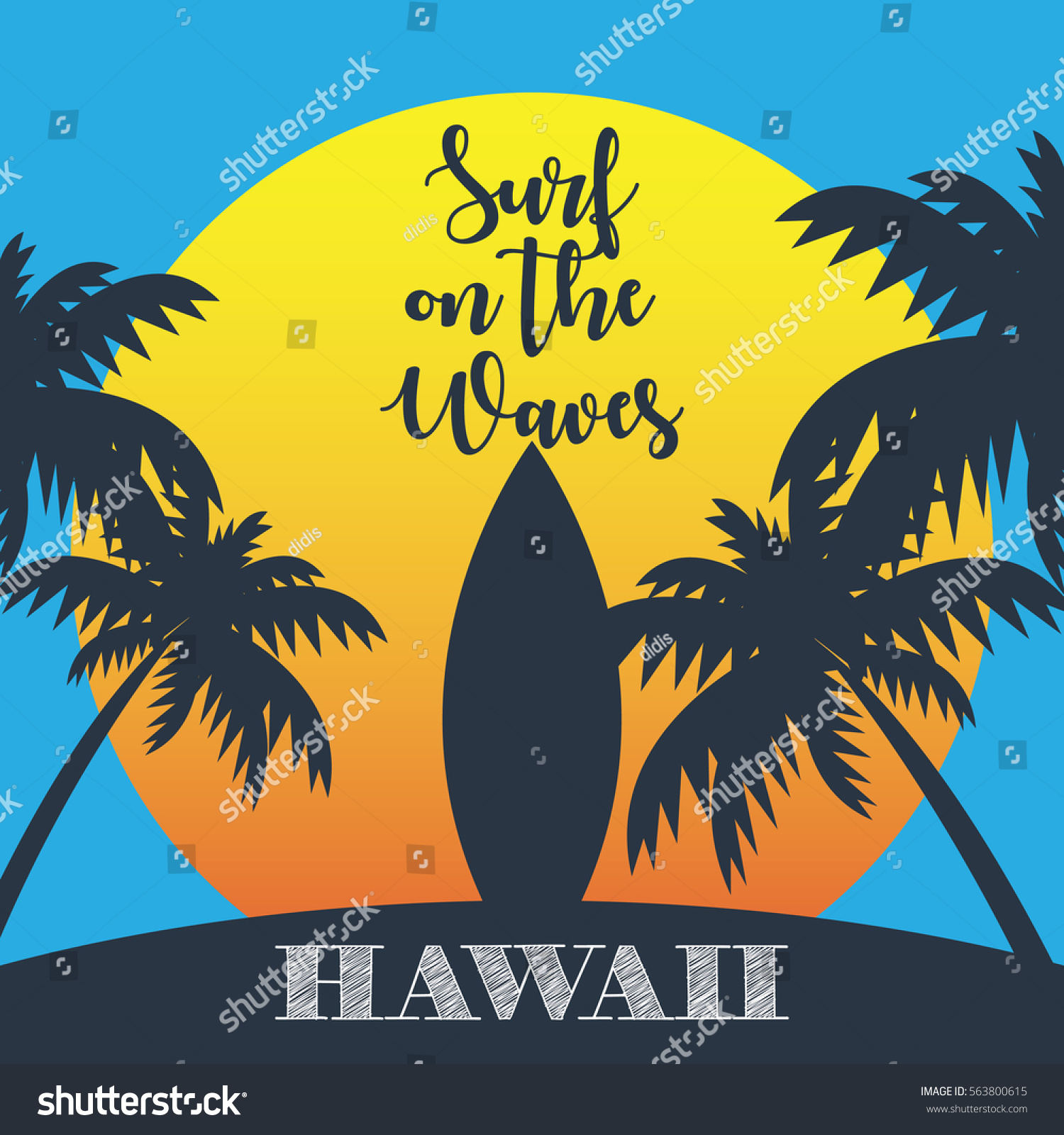 Hawaii Theme Poster Stock Vector (Royalty Free) 563800615 | Shutterstock