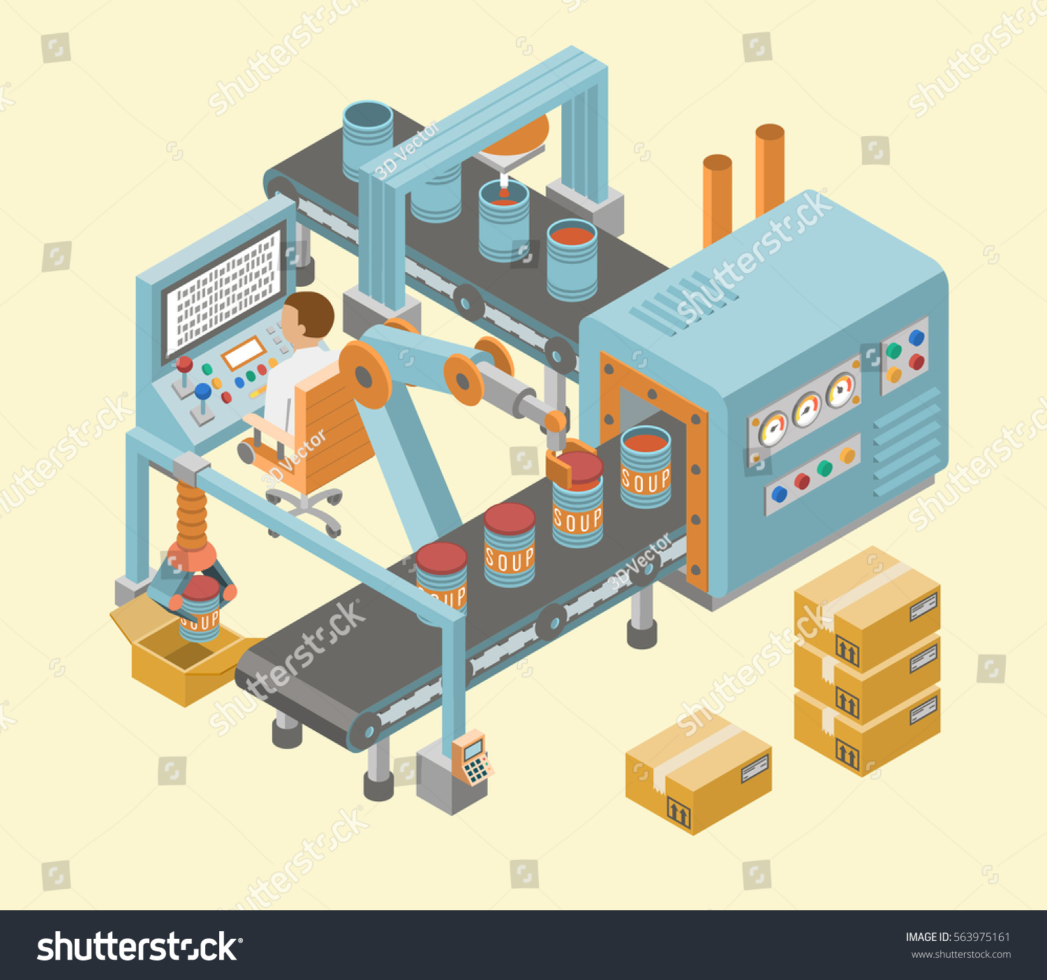 Automated Factory Assembly Line Robotic Arm Stock Vector (Royalty Free ...