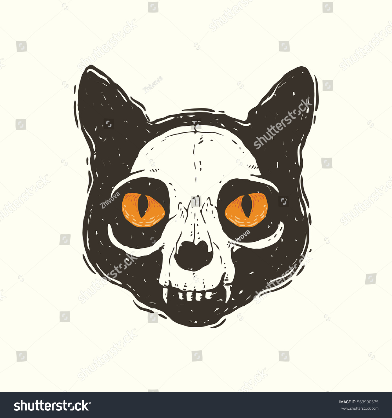 Hand Drawn Vector Grunge Illustration Cat Stock Vector (Royalty Free ...