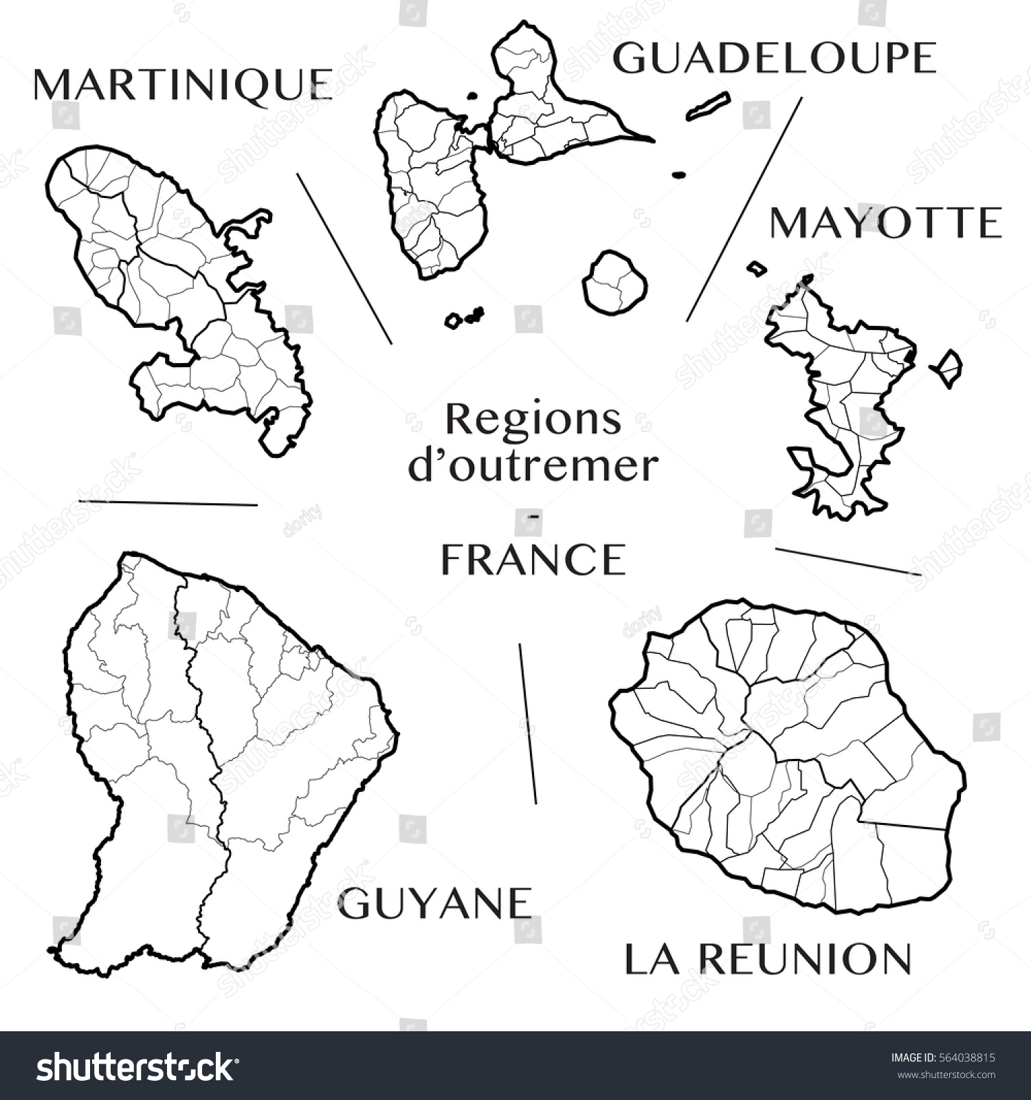Карта Гваделупа, Мартиника, французская Гвиана