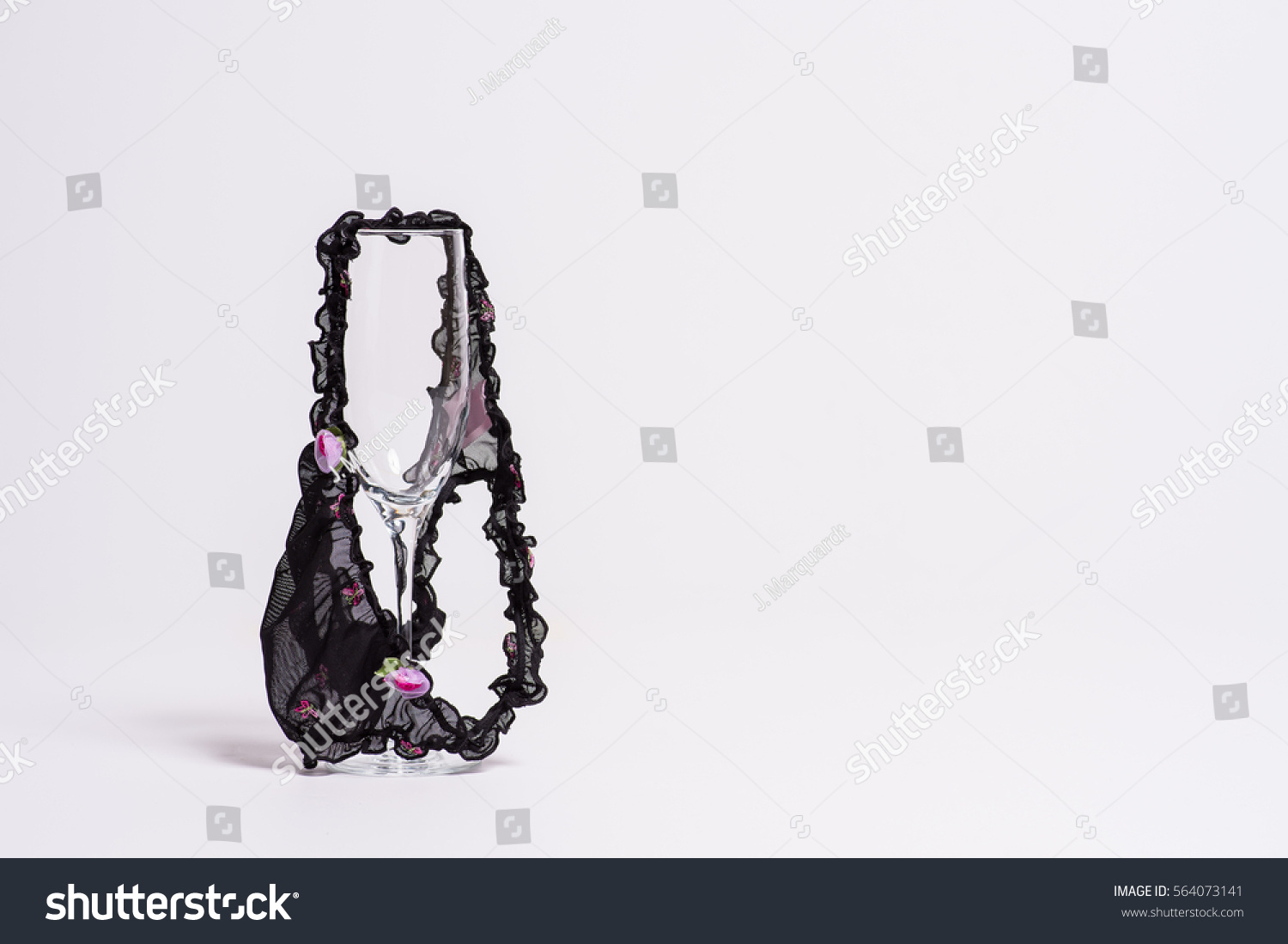 Empty Tulip Glass Draped Beautiful Sheer Stock Photo 564073141