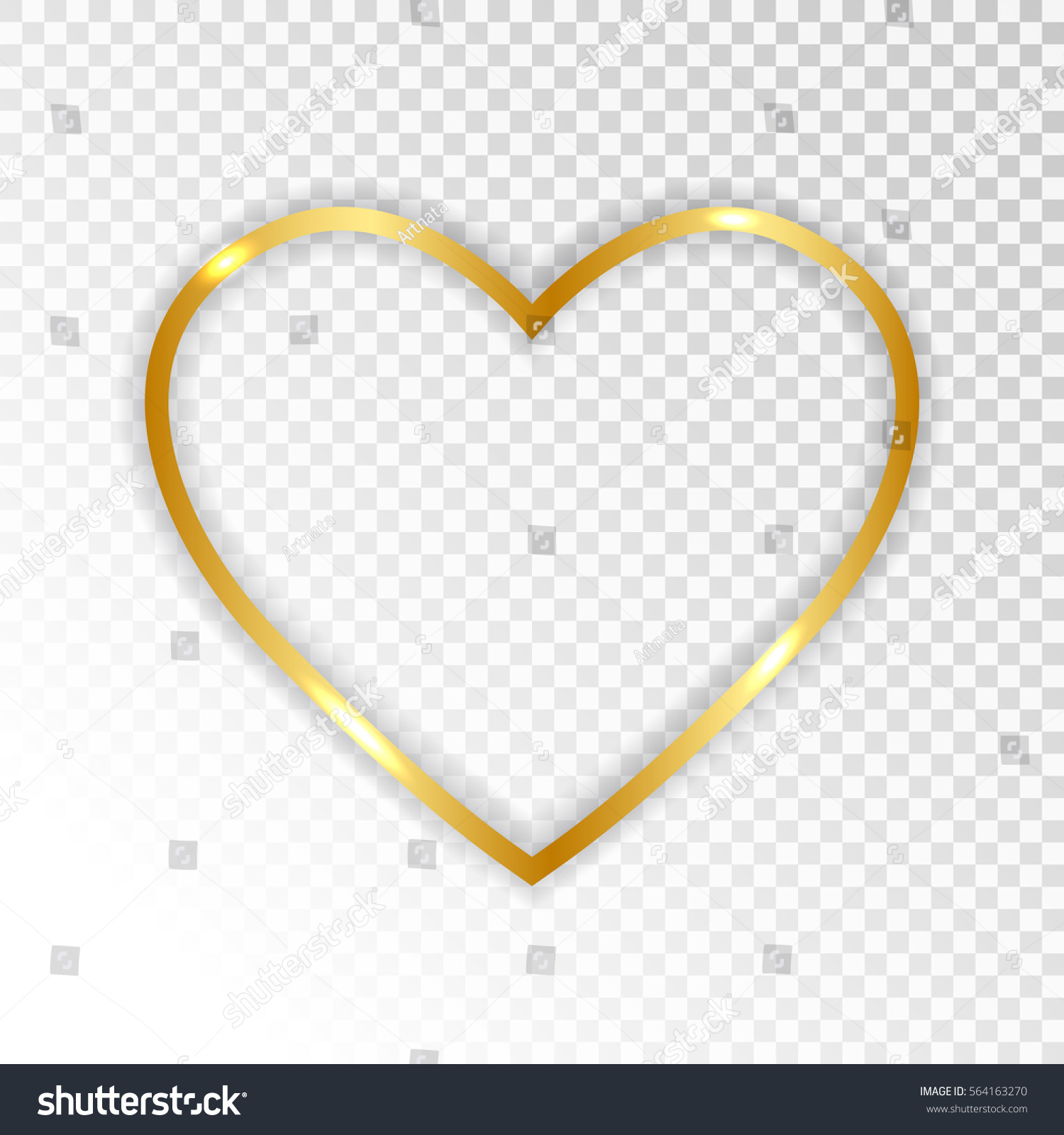 Gold Paper Heart Isolated On Transparent Stock Vector (Royalty Free ...